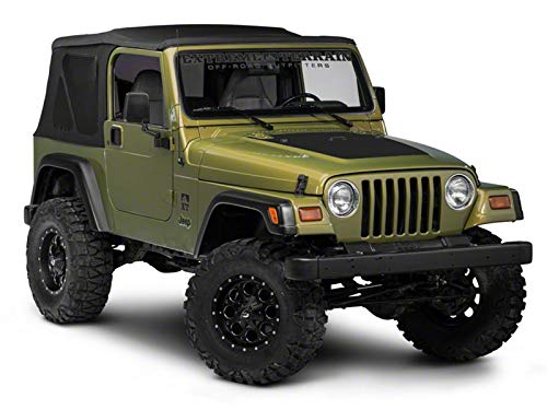 Matte Black SEC10 Hood Decal for 1997-2006 Jeep Wrangler TJ - Durable Vinyl Sticker for Off-Road & Custom Car Decoration