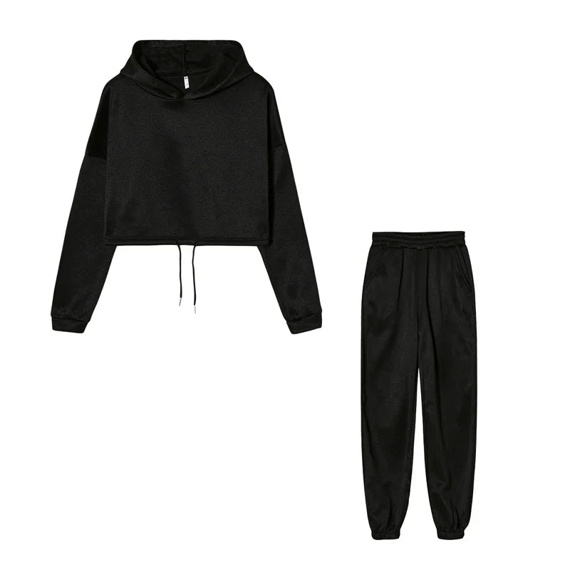 Trendy Women's Long Sleeve Sporty Casual Two-Piece Outfit Set with Waistband - Perfect for Gym, Yoga, Running & Everyday Streetwear