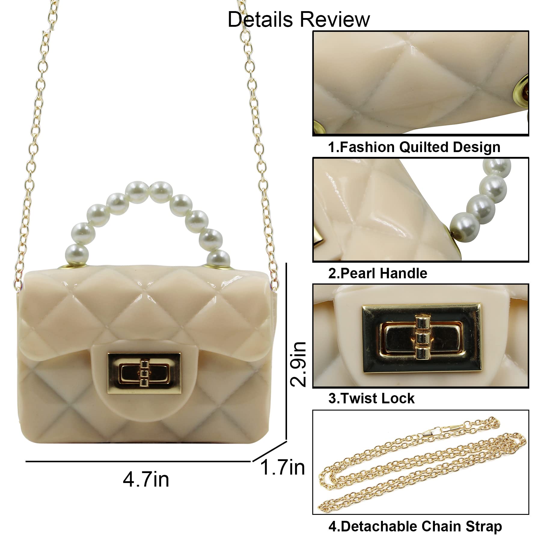 Mini Pink Purse for Little Girls - Fashion Candy Handbag with Pearl Handle, Jelly Shoulder Bag & Crossbody Purse (Small) - Perfect for Birthday Gifts, Parties & Everyday Play