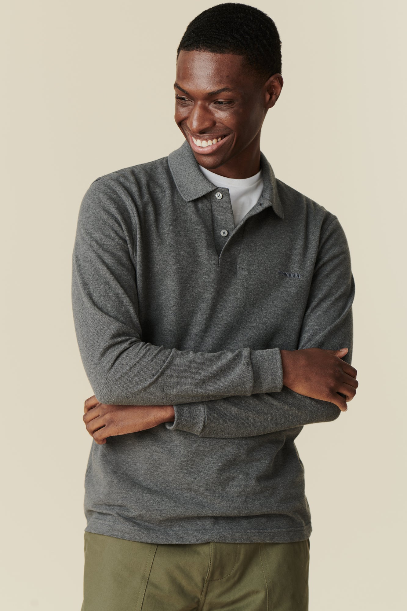 Premium Men's Long Sleeve Polo Shirt - Breathable Cotton Blend, Grey Marl - Perfect for Business Casual, Golf & Everyday Wear