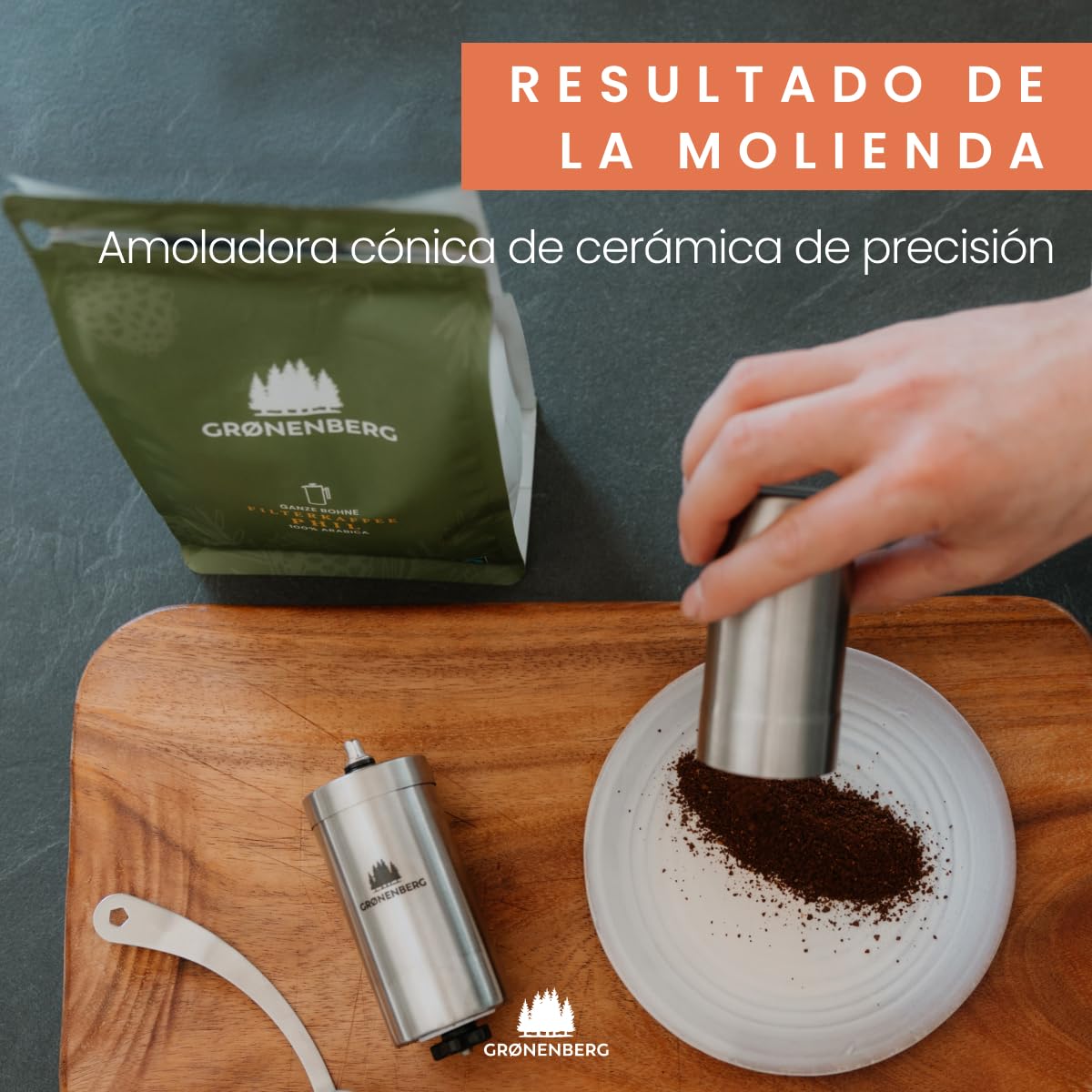 Premium Manual Coffee Grinder - Stainless Steel Burr Mill with Adjustable Coarseness | Recyclable Packaging | Perfect for Home Brewing, Camping & Travel