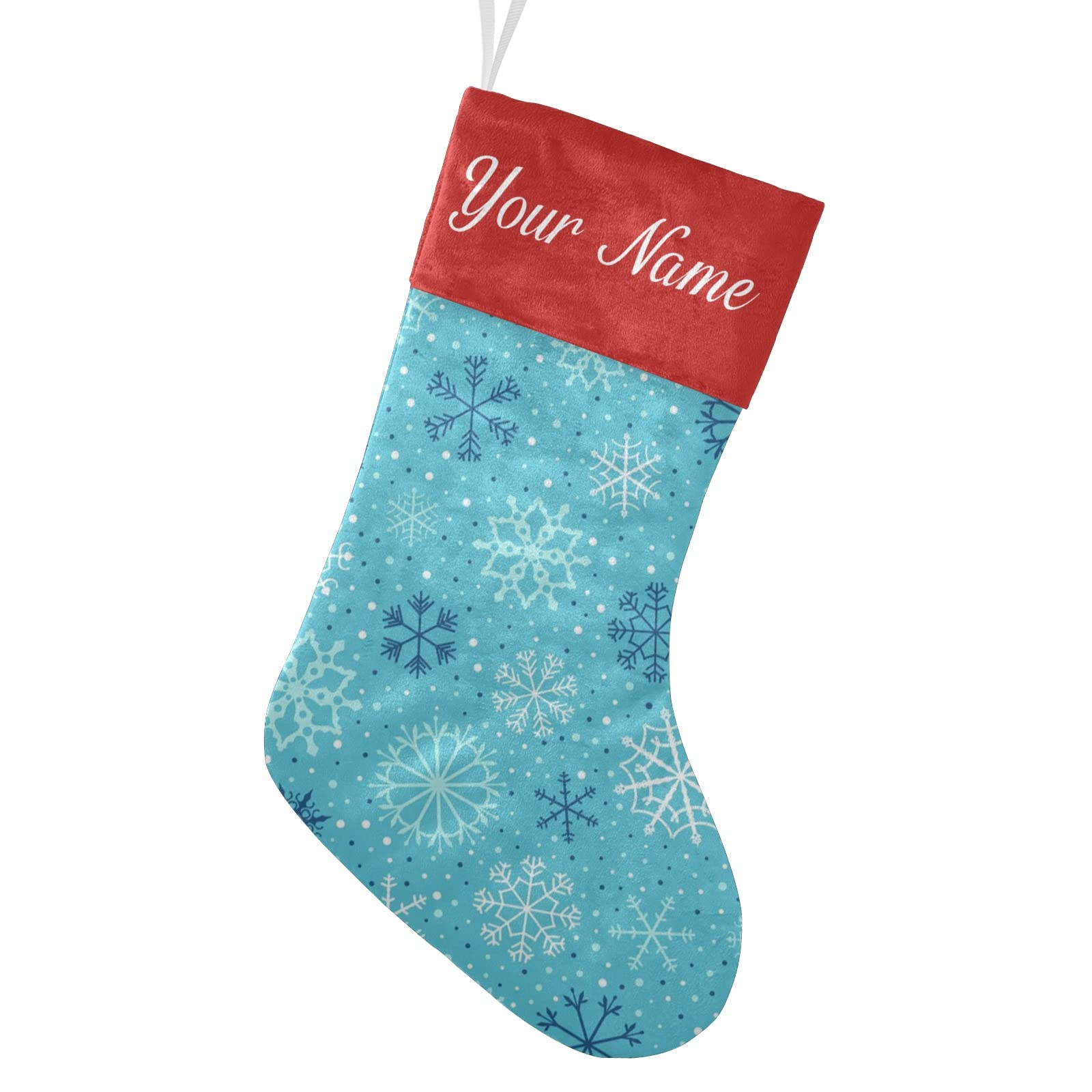 Personalized Snowflake Blue Christmas Stockings with Custom Names - 17.52 x 7.87 Inch Holiday Decor for Family, Party & Gift Exchange - Perfect for Fireplace Mantel, Tree Decorations and Festive Home Decor