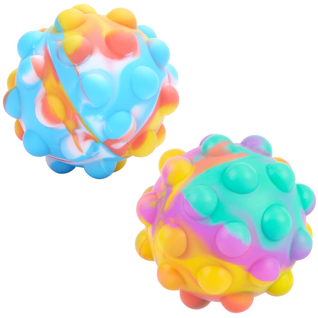 OAPYH 2-Pack Pop It Fidget Stress Balls - 3D Silicone Push Bubble Sensory Toys for Anxiety Relief, ADHD, Autism - Fun Stress Relievers for Kids & Adults - Perfect for Office, School, Travel & Home Use