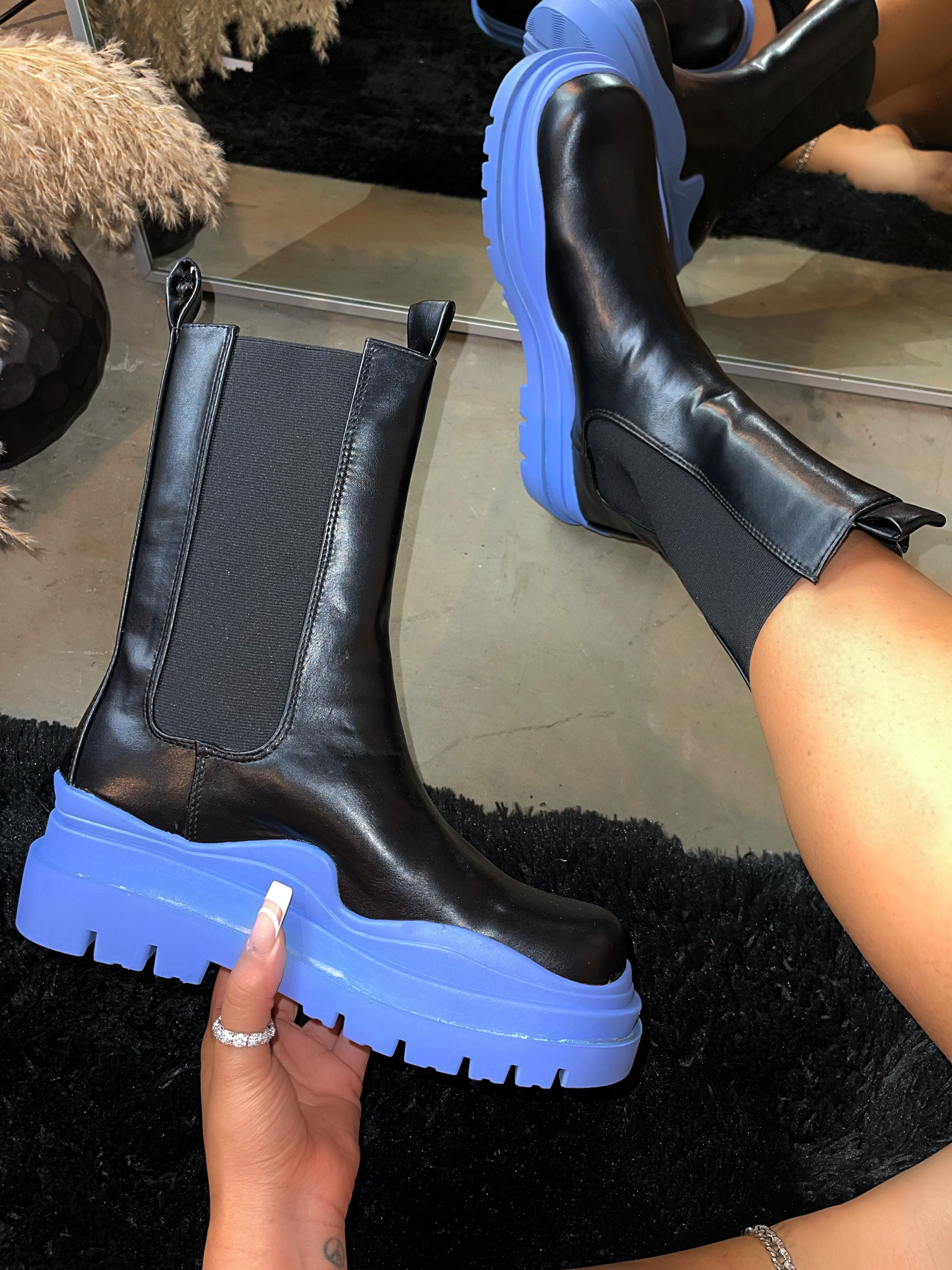 Blue Booties for Women & Men - Cozy Non-Slip House Slippers for Indoor/Outdoor Use - Perfect for Home, Office, and Travel
