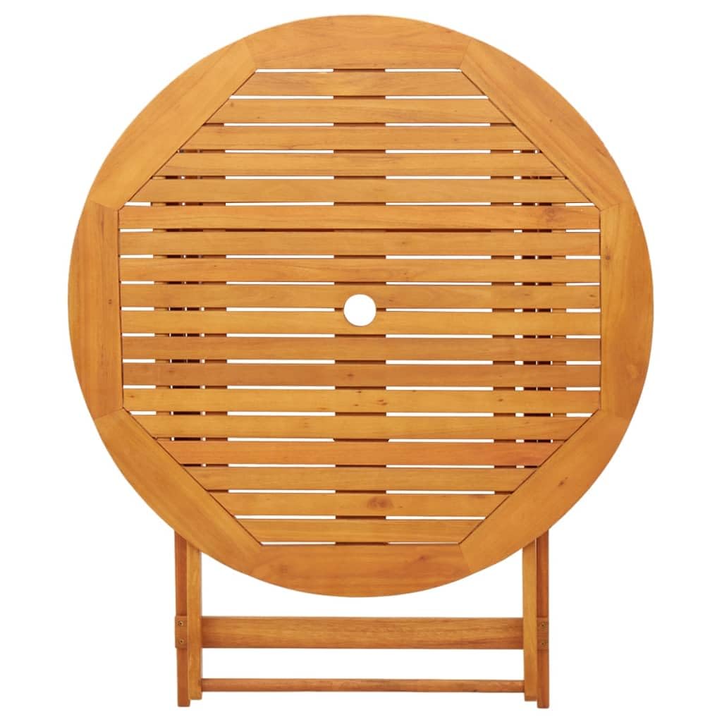 vidaXL Brown Solid Eucalyptus Wood Folding Patio Dining Table with Umbrella Hole - 35.4