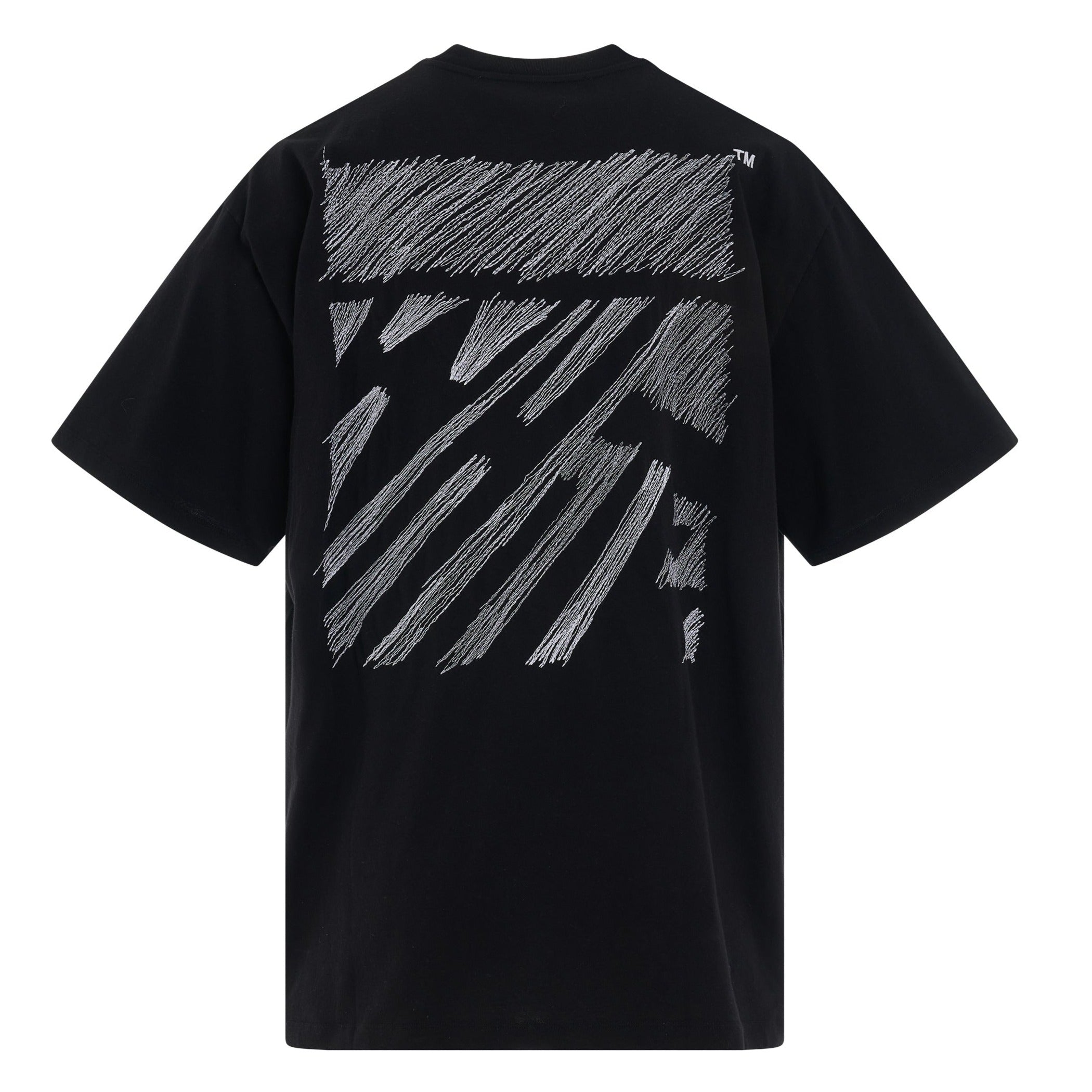 OFF WHITE 23SS SCRIBBLE DIAGONAL OVERSIZED T-SHIRT - Trendy Streetwear Graphic Tee for Men & Women - Perfect for Casual Outfits, Concerts and Urban Fashion