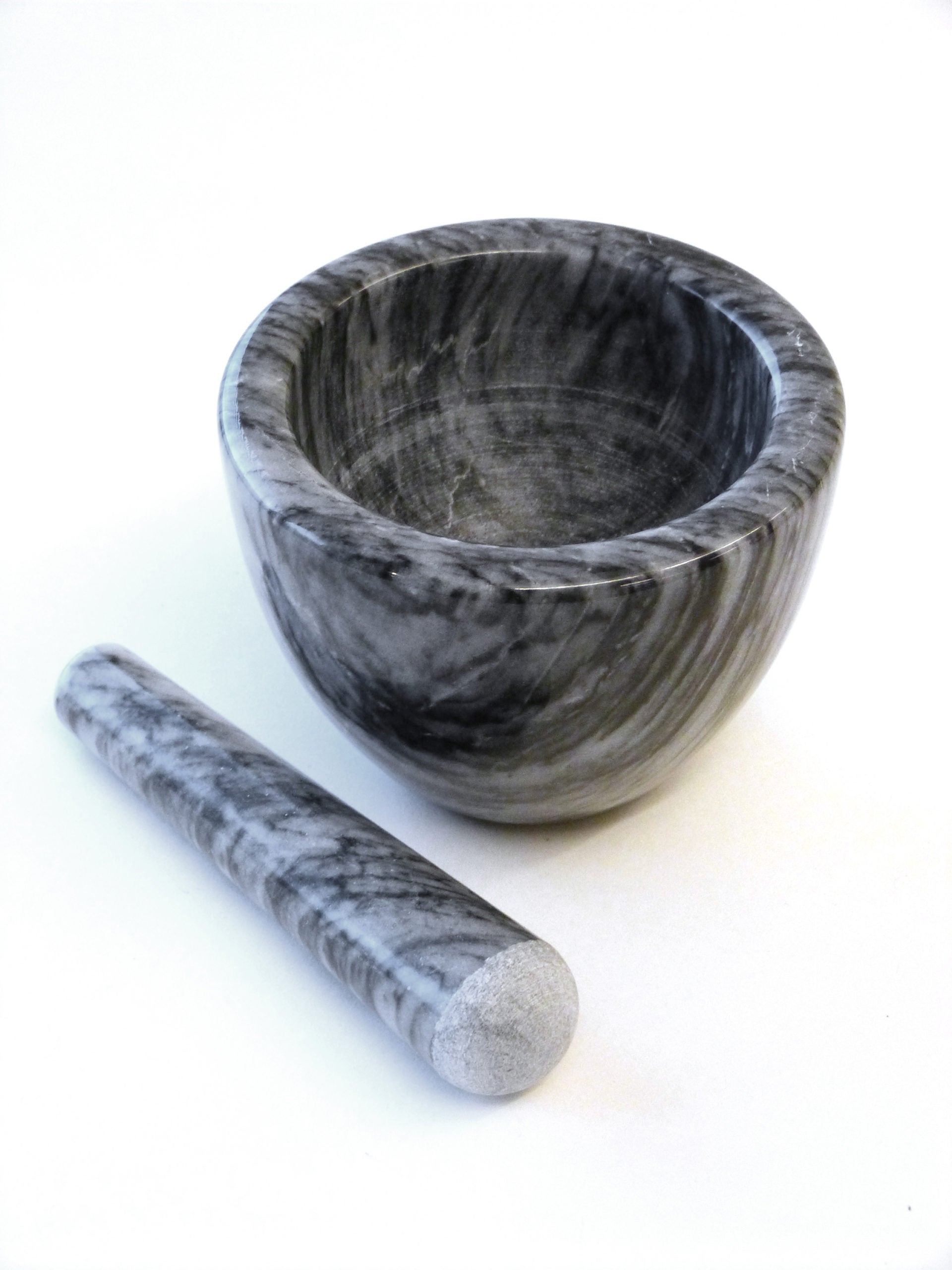 Premium Grey Granite Mortar and Pestle Set - Natural Stone Spice Grinder for Herbs, Seeds, and Spices - Perfect for Cooking, Grinding, and Mixing in the Kitchen