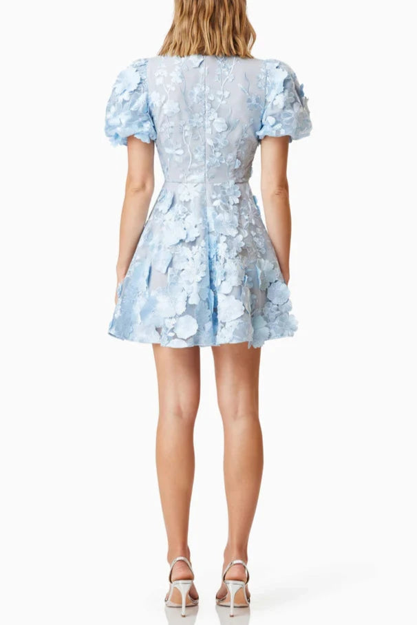 Chayan Floral Embroidered Mini Dress - Elegant Summer Party & Wedding Guest Outfit