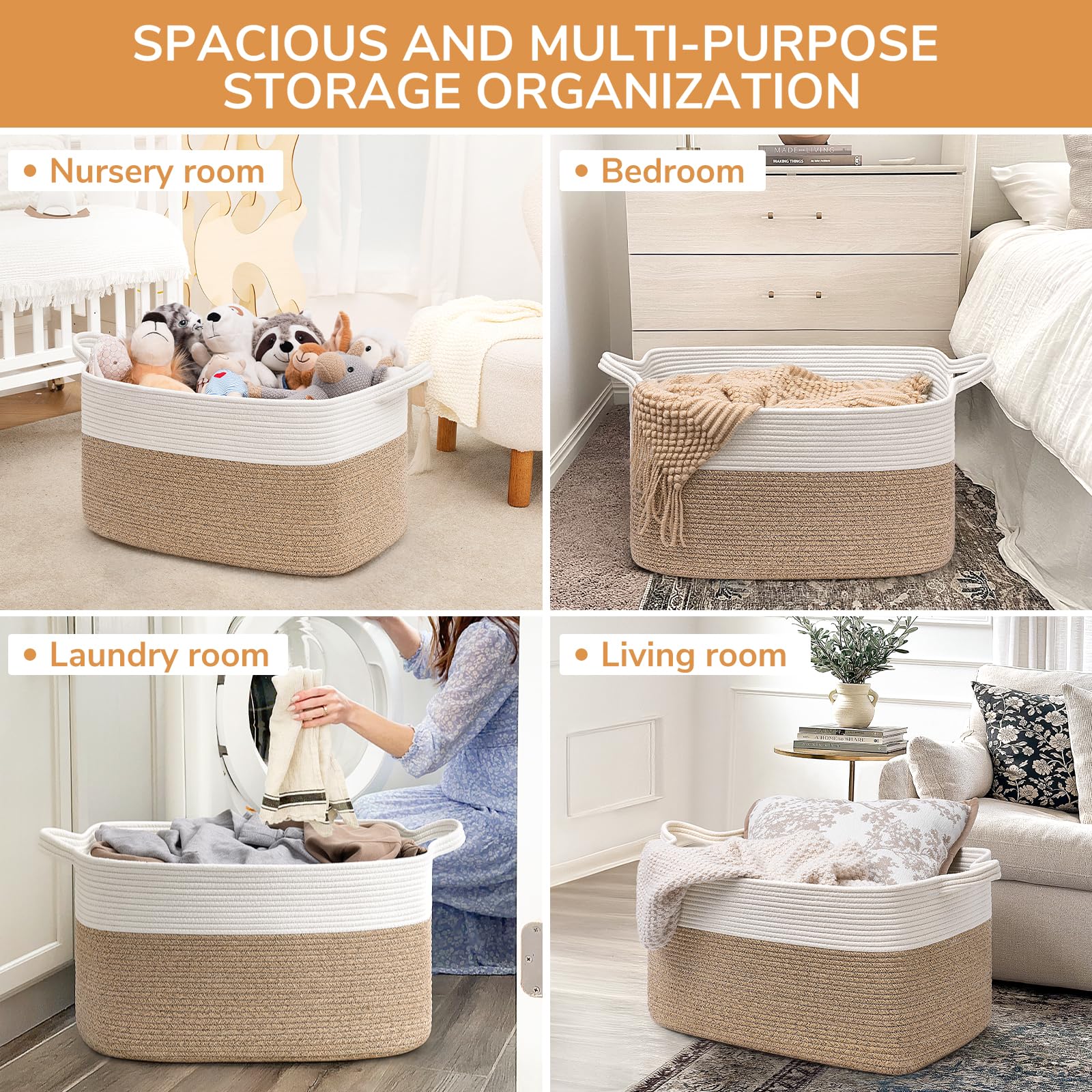 Goodpick Large Storage Basket for Blankets, Toys & Baby Laundry - Nursery & Home Organizer
