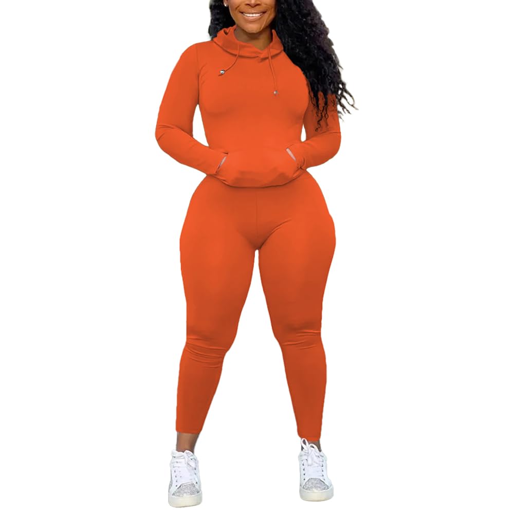 **Nimsruc Women's 2-Piece Hooded Tracksuit Set - Long Sleeve Pullover & Jogger Sweatpants | Casual Loungewear, Gym Workout, Running, Travel Outfit**