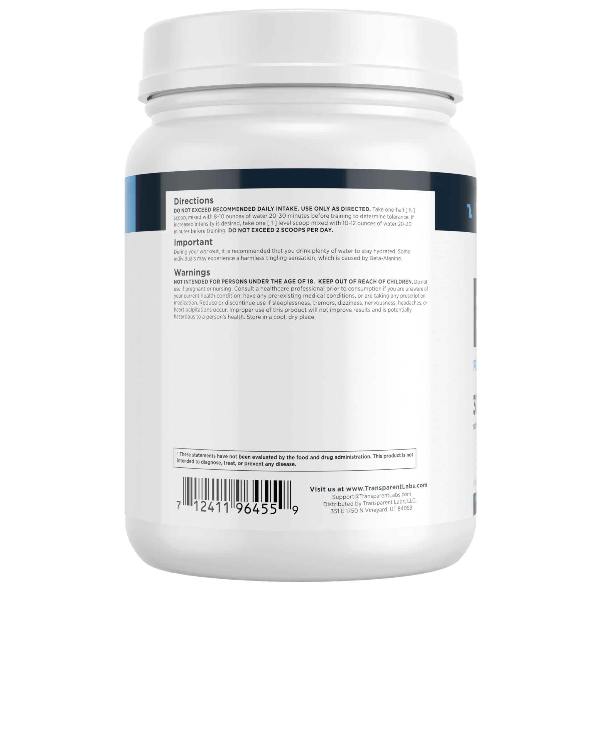 Transparent Labs Bulk Pre-Workout - Blue Raspberry, 30 Servings for Muscle & Strength | Gym & Fitness
