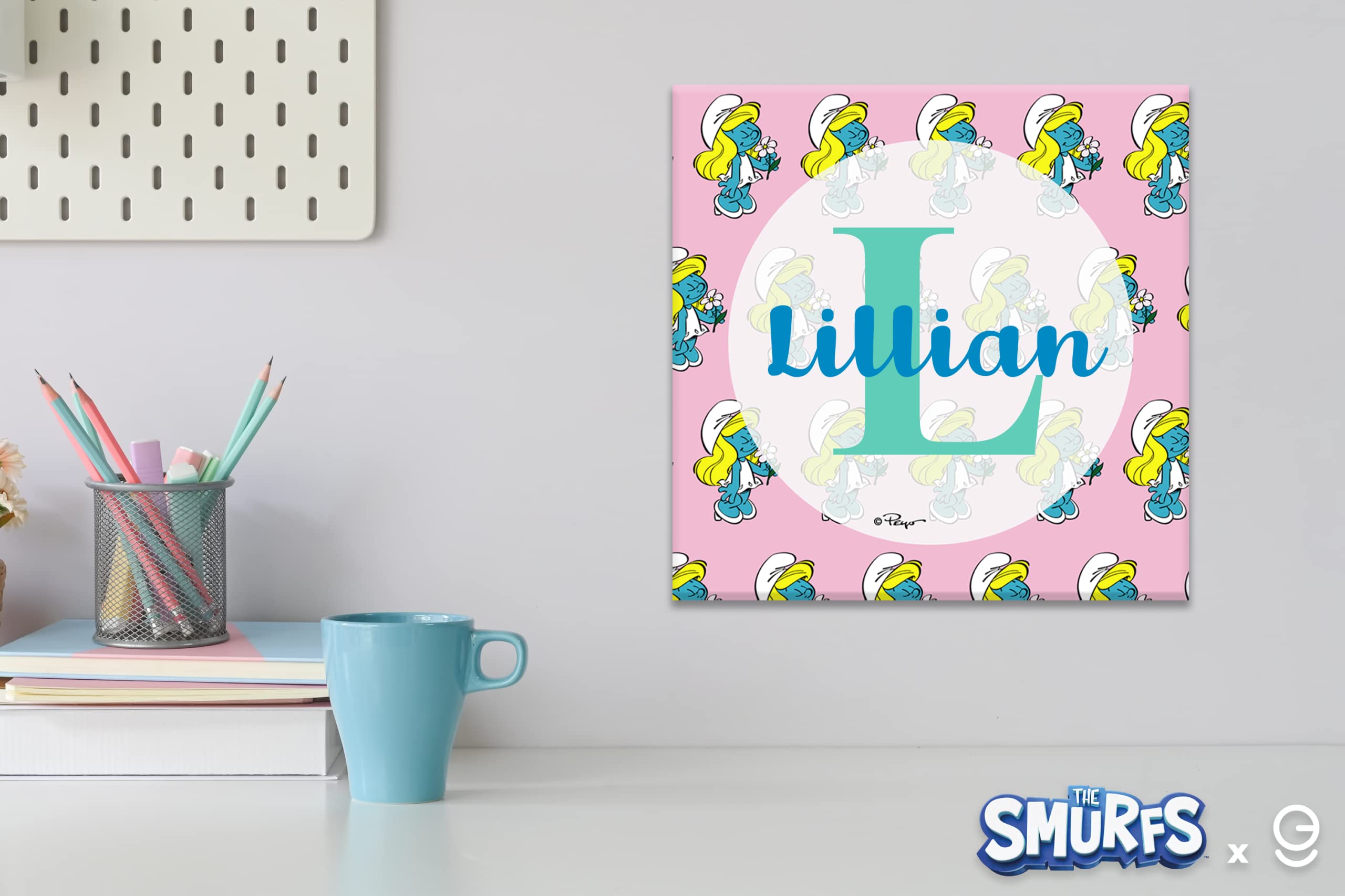 Personalized Smurfette Name & Initial The Smurfs PVC Wall Decor - Custom Nursery, Playroom & Party Sign - Multiple Size Options for Kids Room Decor & Birthday Party Supplies - Perfect for Baby Showers, Themed Parties & Children's Bedrooms
