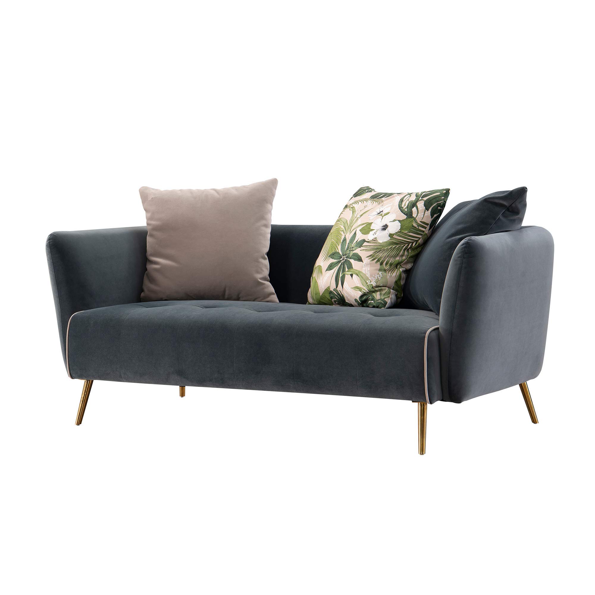 Modern Velvet Fabric Sofa in Dark Blue - 68”W Loveseat with Solid Metal Legs for Living Room, Bedroom, or Office | Acanva
