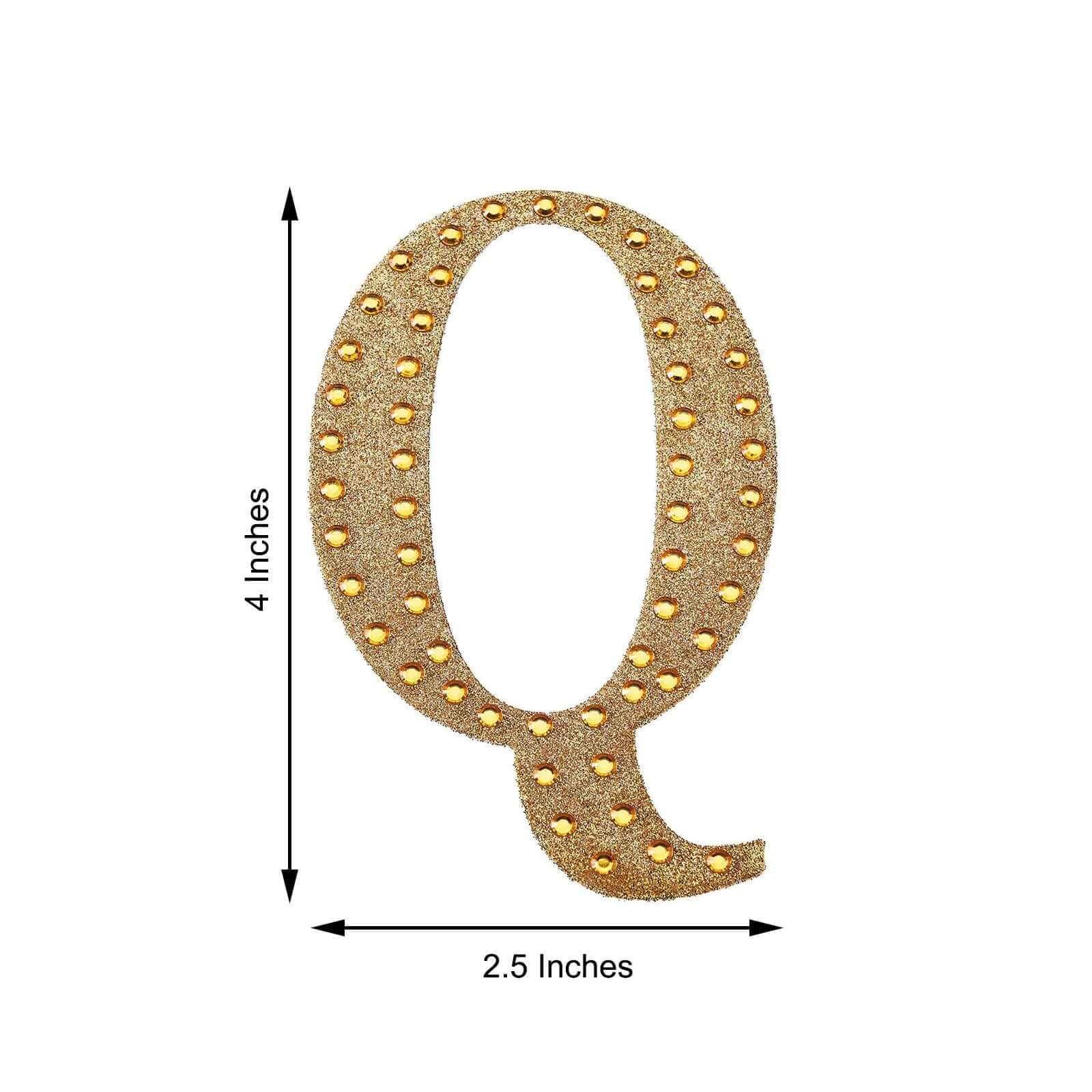 Efavormart 4 Inch Gold Self-Adhesive Rhinestone Letter Q Stickers - DIY Crafts, Scrapbooking, Graduation Cap Decorations - Perfect for Birthday Parties, Weddings & Home Decor
