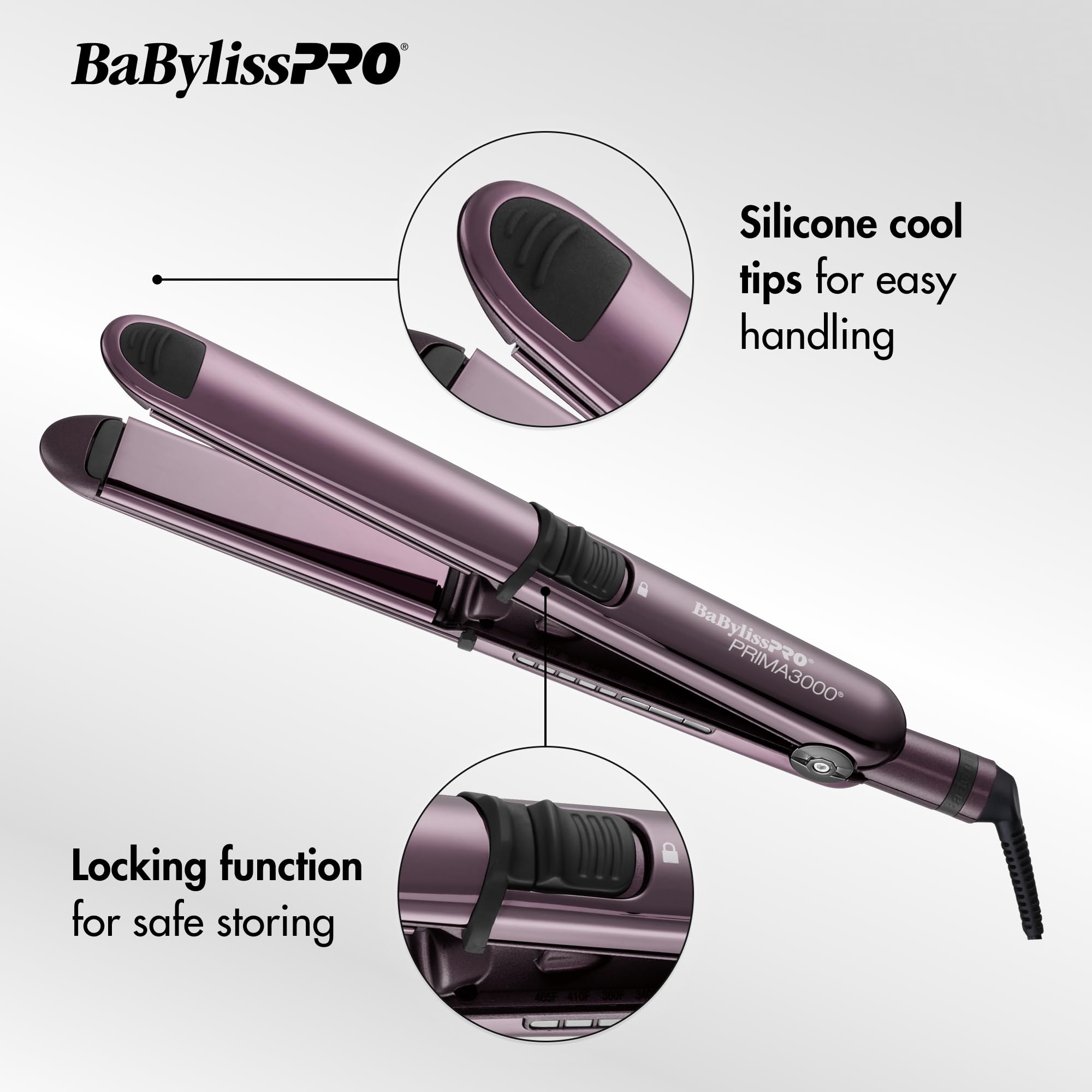 BaBylissPRO Nano Titanium Prima Ionic Hair Straightener - Professional Flat Iron for Curling & Straightening Hair | Salon-Quality Styling for Smooth, Shiny Hair at Home or On-The-Go
