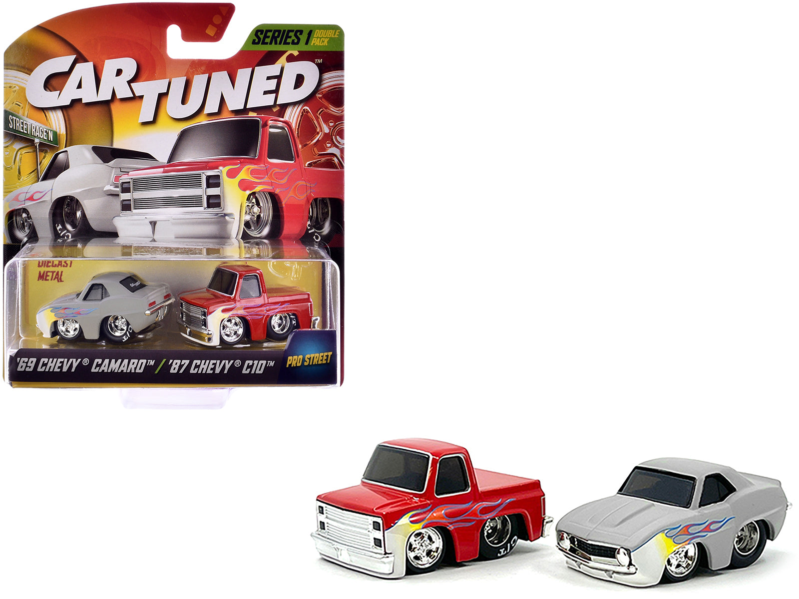 Pro Street Series 1 Chevrolet Double Pack - Set of 2 Diecast Model Cars by CarTuned | Collectible 1:24 Scale Replica Vehicles for Display & Racing Enthusiasts