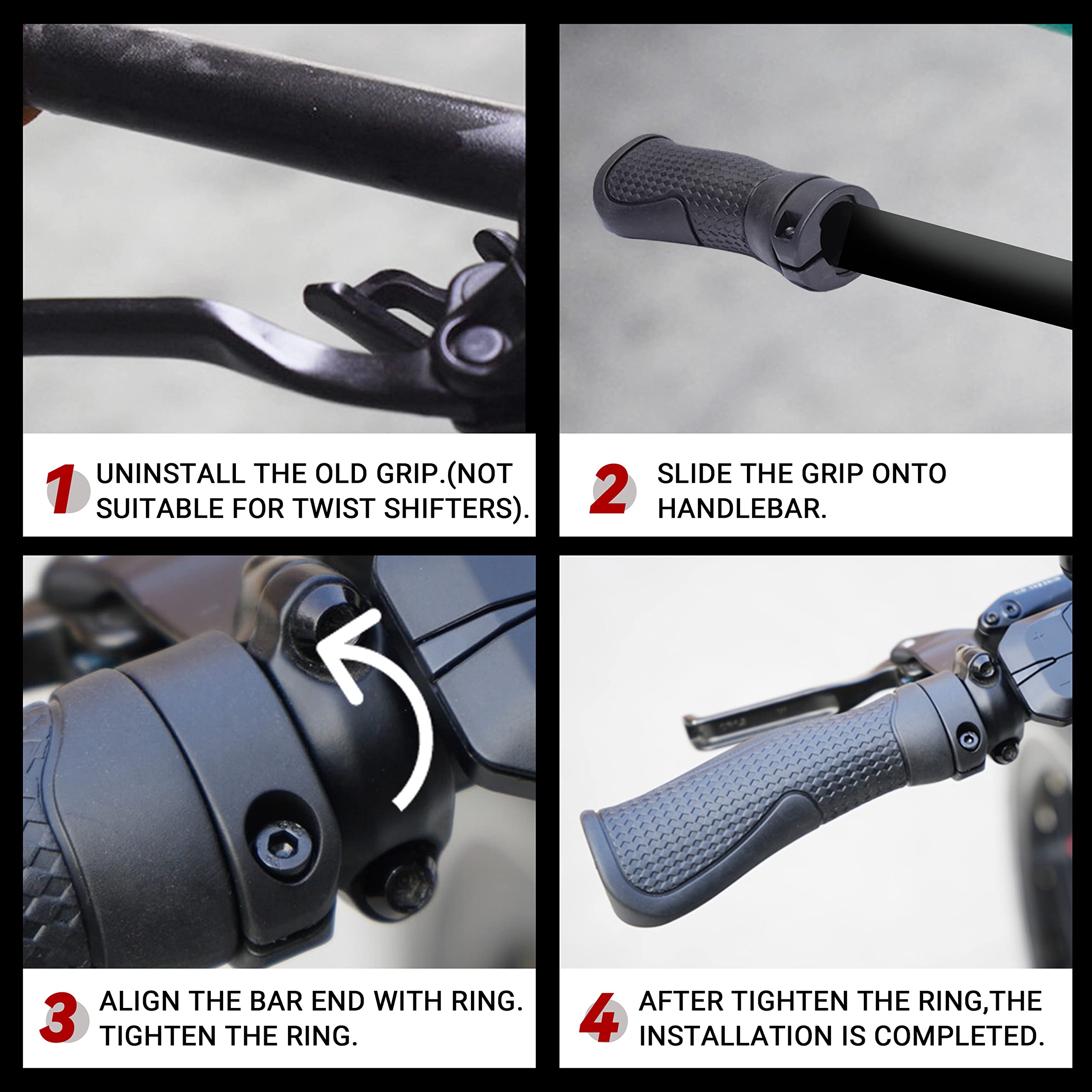 Himiway Ergonomic Lock-On Bike Handlebar Grips - Non-Slip Rubber Bicycle Handle Grip for E-Bike, Scooter & Foldable Bicycle - Perfect for Commuting, Mountain Biking & Urban Riding