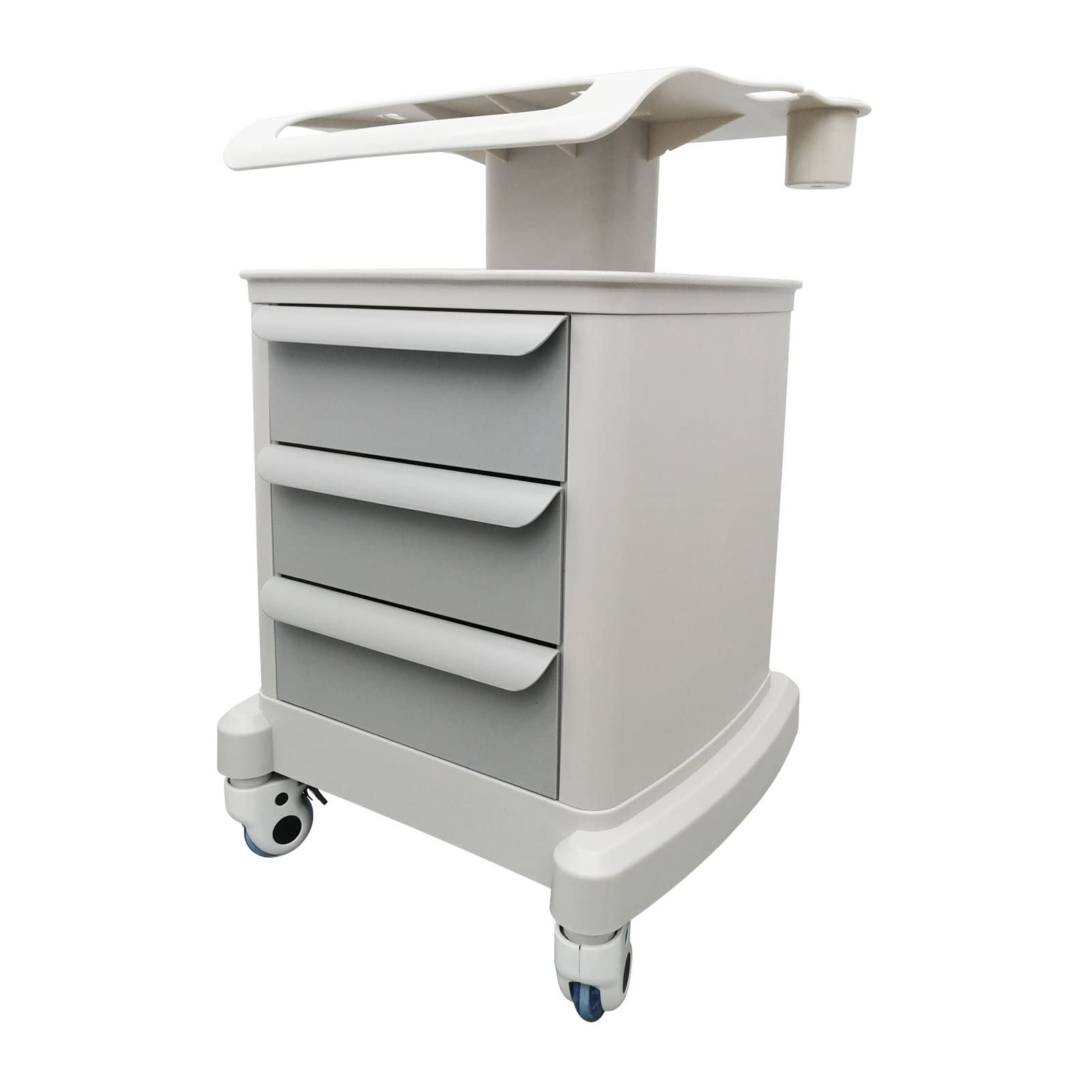 INTSUPERMAI ABS 3-Drawer Mobile Utility Cart - Hospital, Beauty Salon, Office & Dental Storage Trolley for Ultrasound Scanners | Portable Organization Solution for Medical Equipment & Supplies (White)