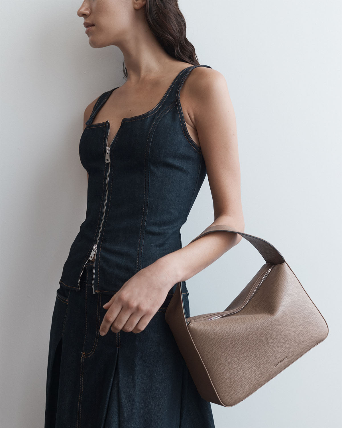 Mae Bag: Premium Taupe Pebbled Leather Crossbody Purse for Women - Perfect for Work, Travel & Everyday Use