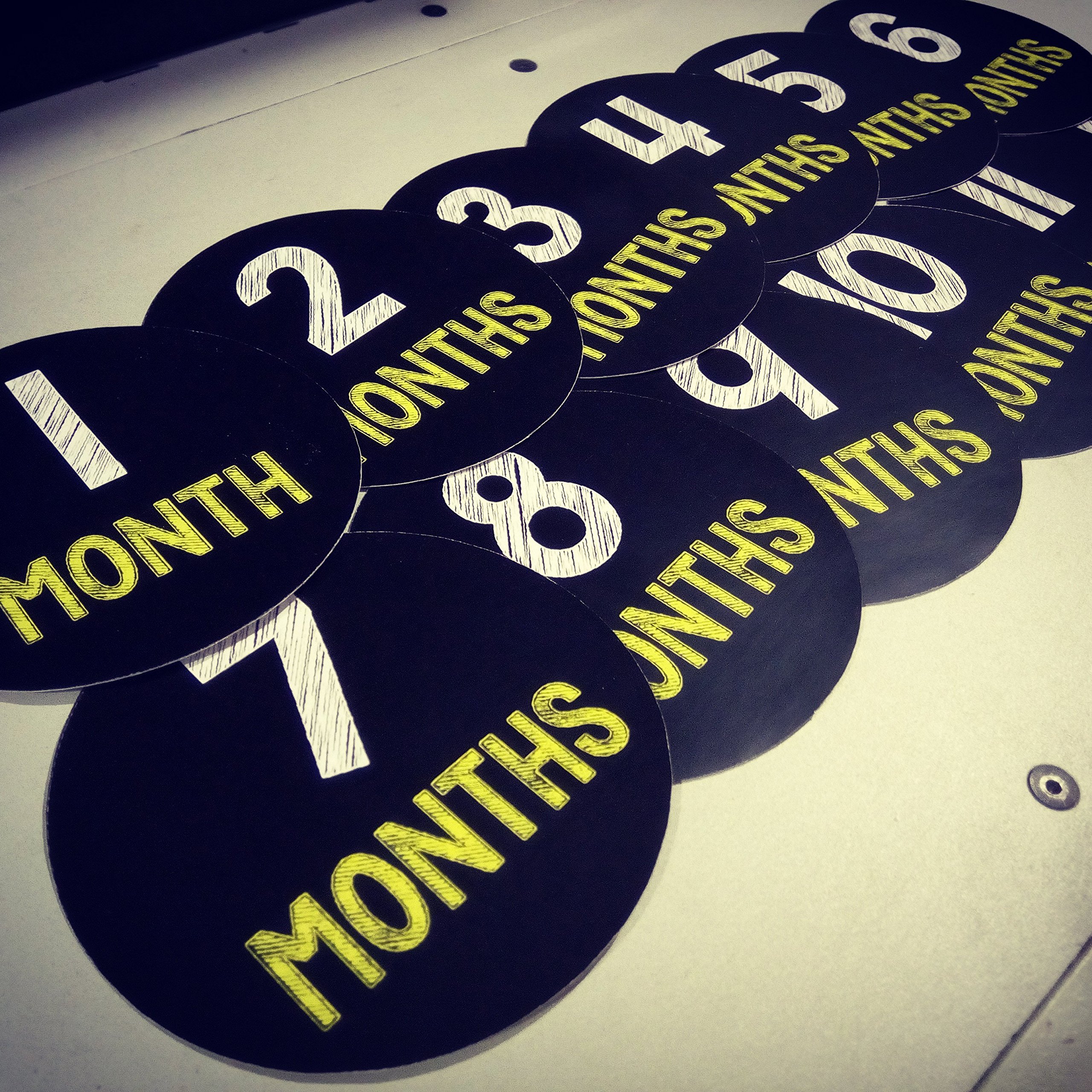 Baby Monthly Stickers - Black & Yellow Chalk Labels for Infants | Perfect for Photo Shoots & Milestone Tracking