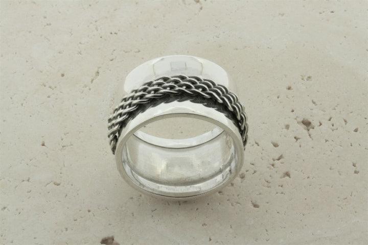 Concave Band Woven Spinner Ring for Men & Women - Unique Handmade Jewelry for Everyday Wear, Gifts & Special Occasions