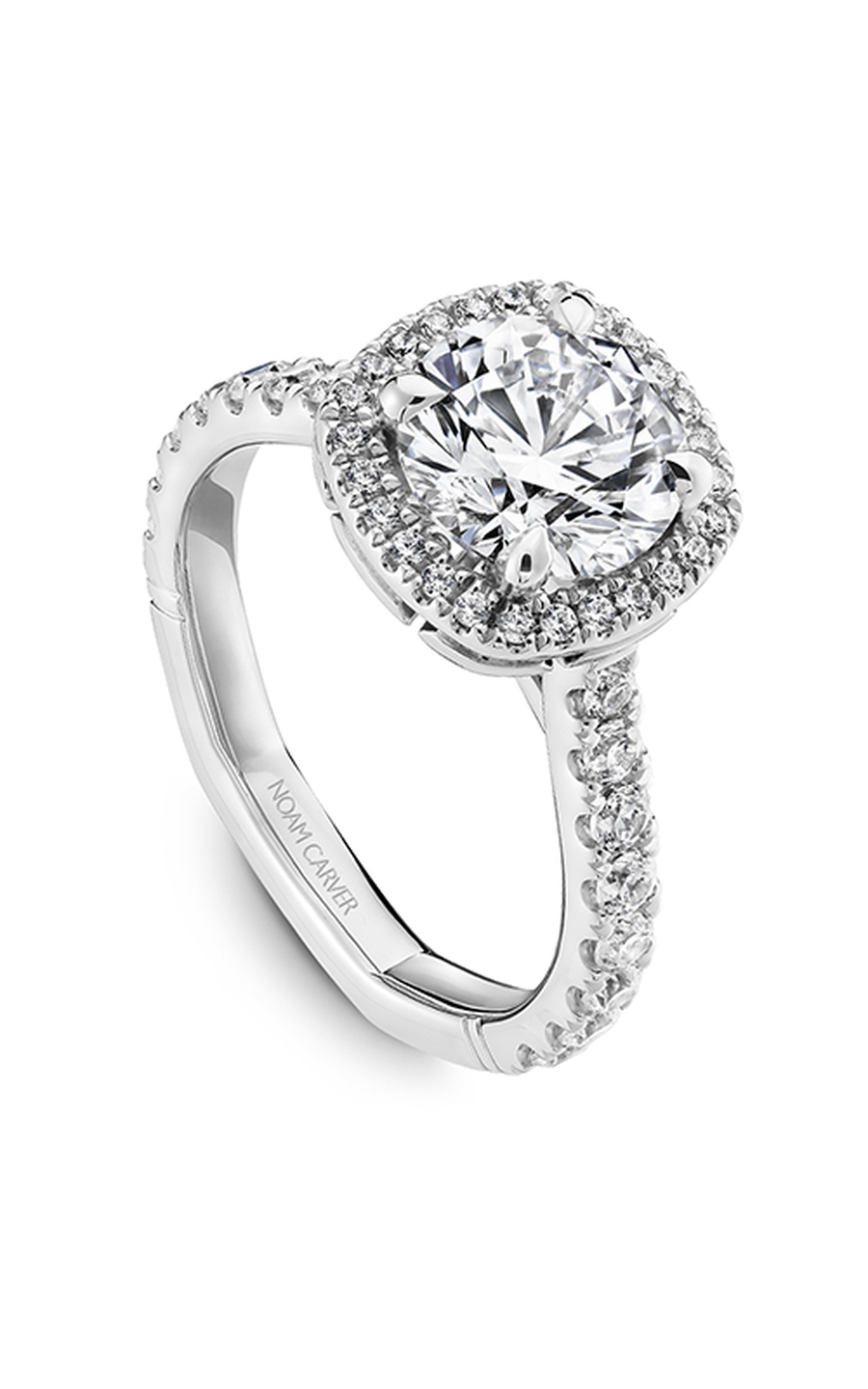 Noam Carver Atelier A016 01A Diamond Engagement Ring - 14K White Gold Solitaire Ring for Proposal, Wedding & Anniversary Gifts