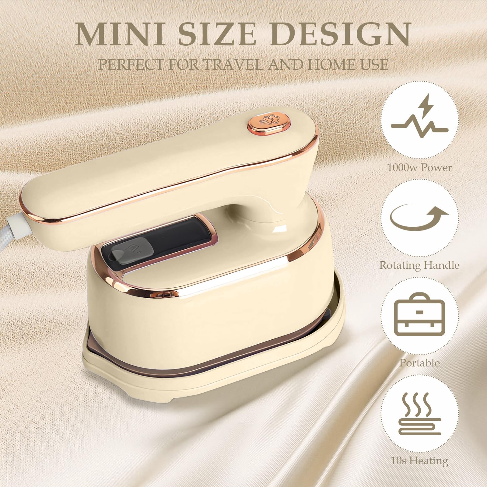 Portable Travel Steamer for Clothes - 1000W 2-in-1 Handheld Garment Steamer & Iron with 360° Rotation, 10-Second Fast Heat-Up, Constant 302°F | Perfect for Wrinkle-Free Clothes at Home, College Dorm, Business Trips & Vacation Packing