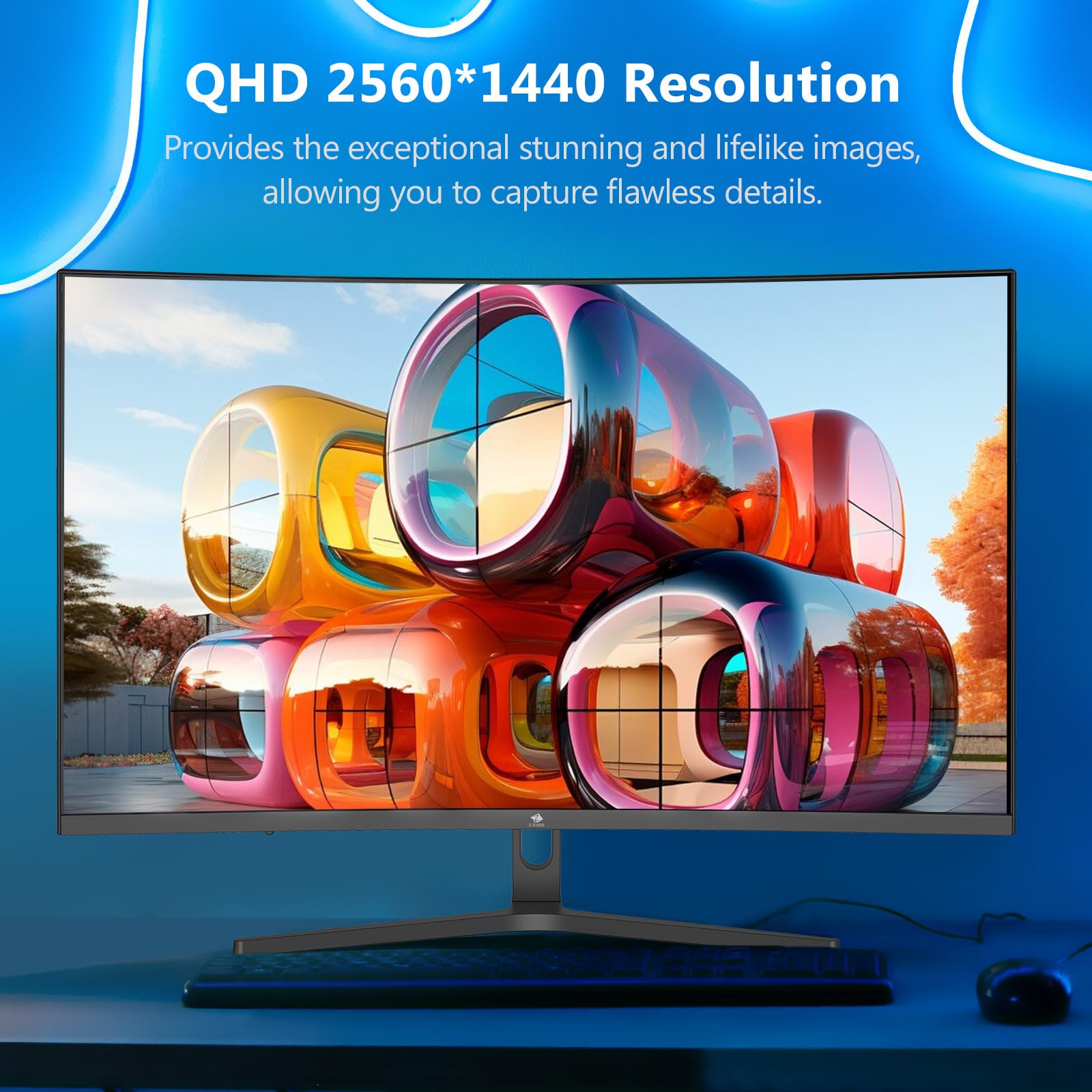 Z-Edge 32 Inch Curved Gaming Monitor - QHD 2K 2560x1440, 170Hz/144Hz, 1ms Response, AMD FreeSync Premium, Frameless LED Display with DisplayPort & HDMI - Perfect for Competitive Gaming and Home Office Setup