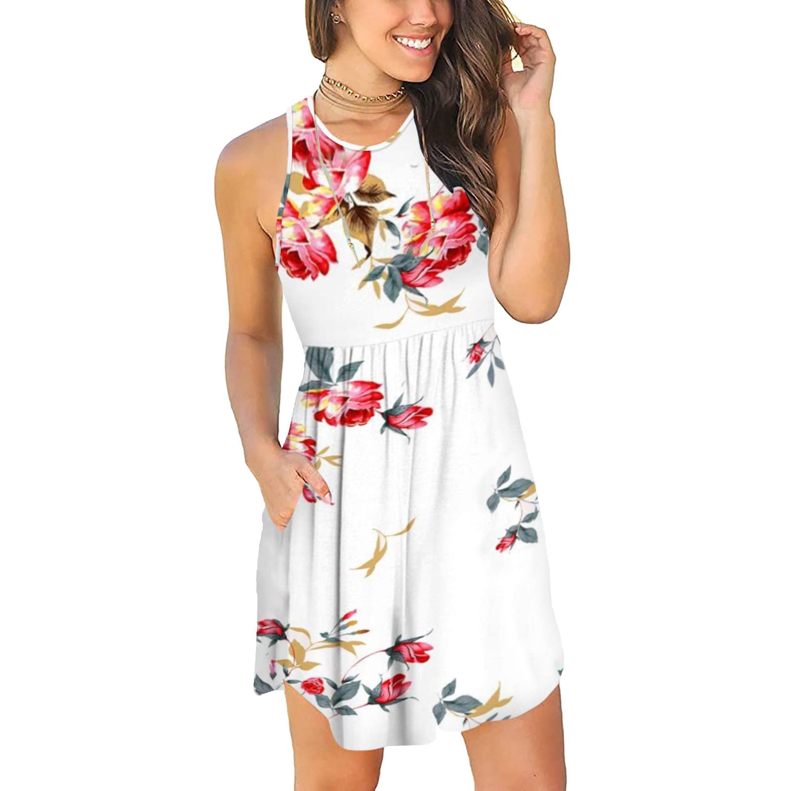 Women's Boho Sundress - White Casual Maxi Dress for Vacation, Petite to Plus Size (S-XXL) | Perfect for Beach, Summer Outings & Boho Fashion