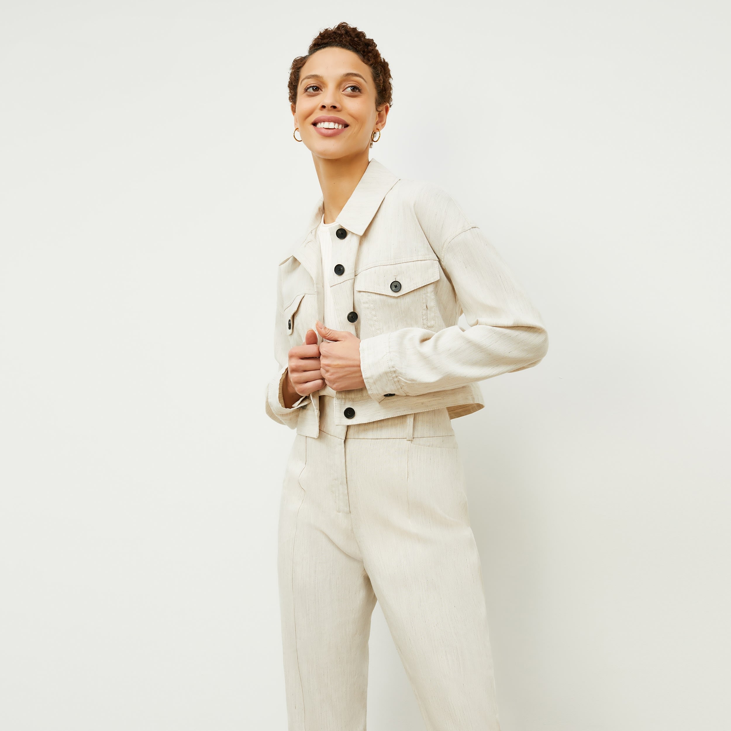 Chester Pant - Slubbed Stretch Linen Pants for Women | Natural Color | Comfortable Casual Wear for Office & Weekend Outings