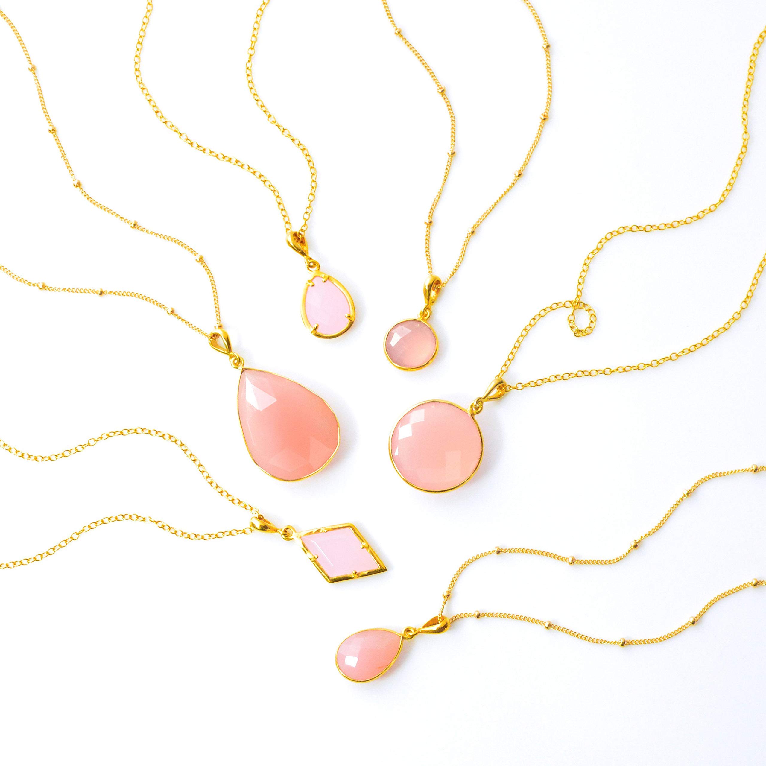 Pink Chalcedony Necklace - October Birthstone Jewelry with Rose Gemstone Pendant | Elegant Gift for Women, Birthday & Anniversary Present