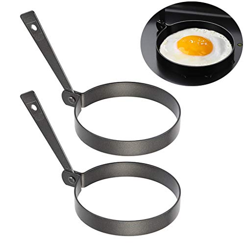 **Atezch 2-Piece Stainless Steel Non-Stick Egg Rings – Perfect for Frying & Shaping Round Eggs, Breakfast Sandwiches, Burgers & Pancakes – Professional Egg Maker Molds for Home & Restaurant Use**