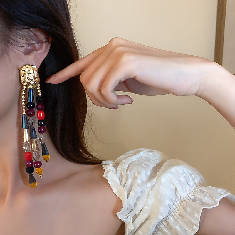 Boho Colorful Crystal Chandelier Earrings for Women | HE6477 | Elegant Dangle Earrings for Party, Wedding & Special Occasions