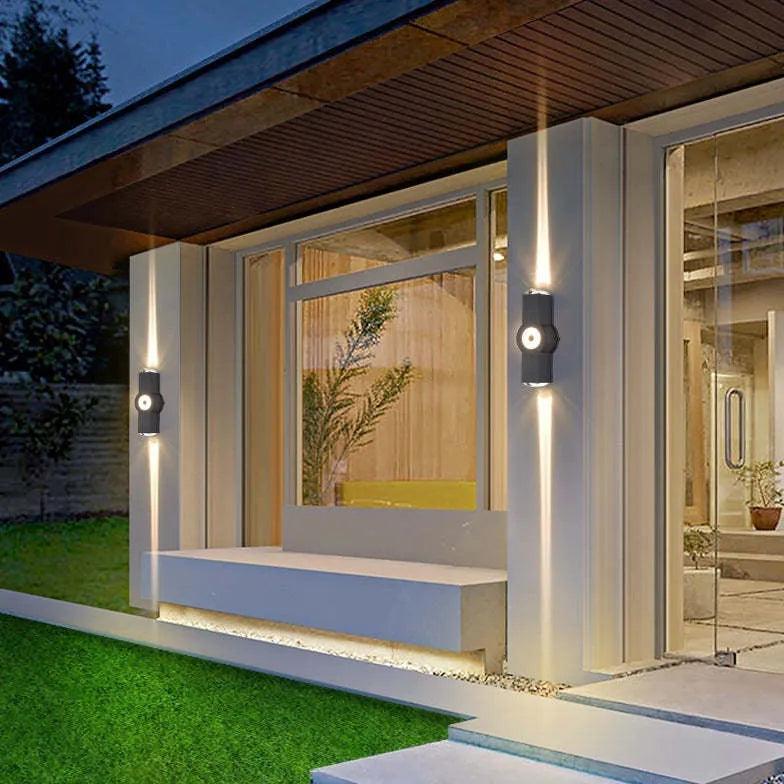 Outdoor LED Black Up and Down Wall Lights - Waterproof Exterior Lighting for Patio, Garden, and Facade - Modern Sconce for Home & Commercial Use