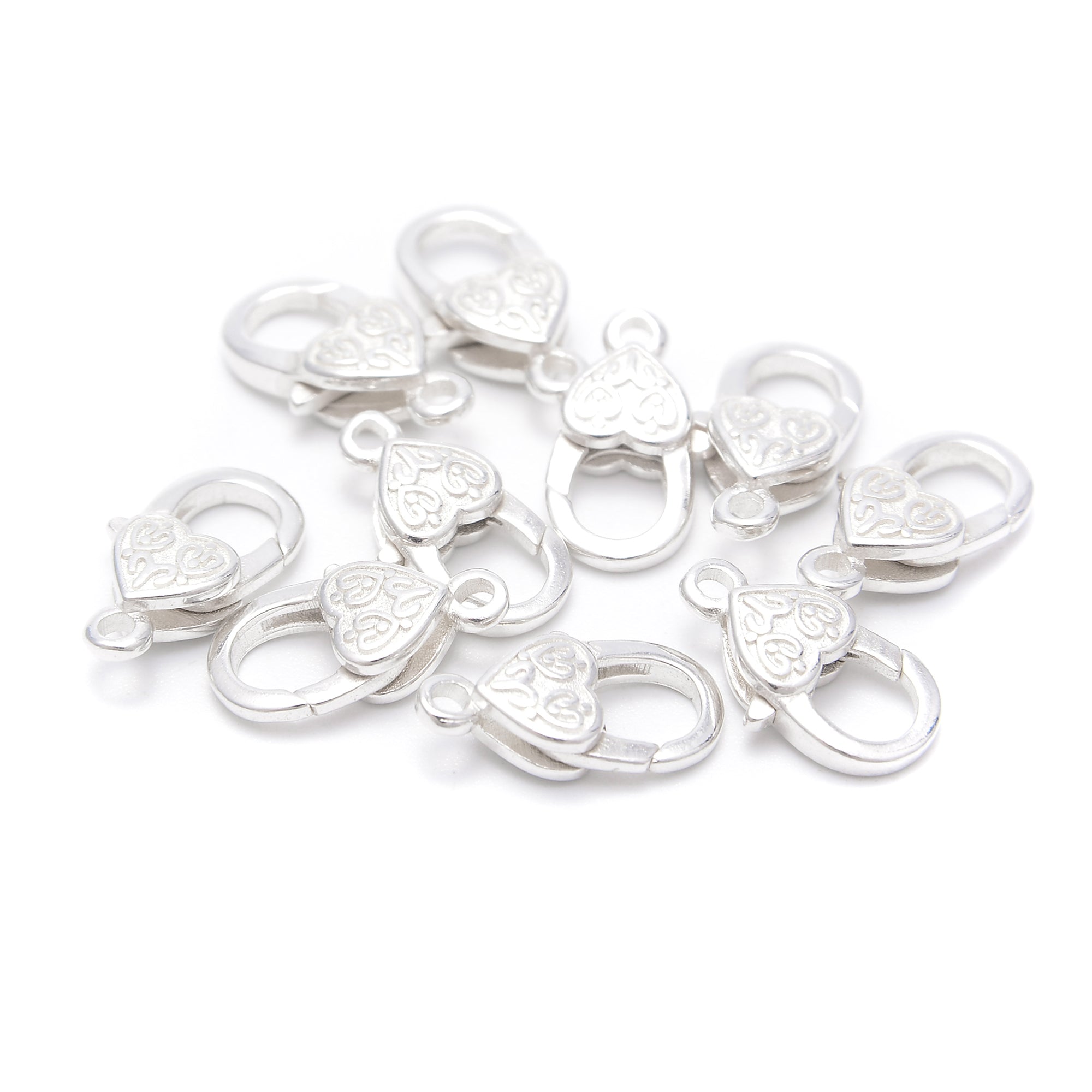 925 Sterling Silver Heart Shape Clasp with Engraving - 6x12mm (3Pcs/Bag) - Perfect for Jewelry Making, Bracelets, Necklaces & DIY Craft Projects