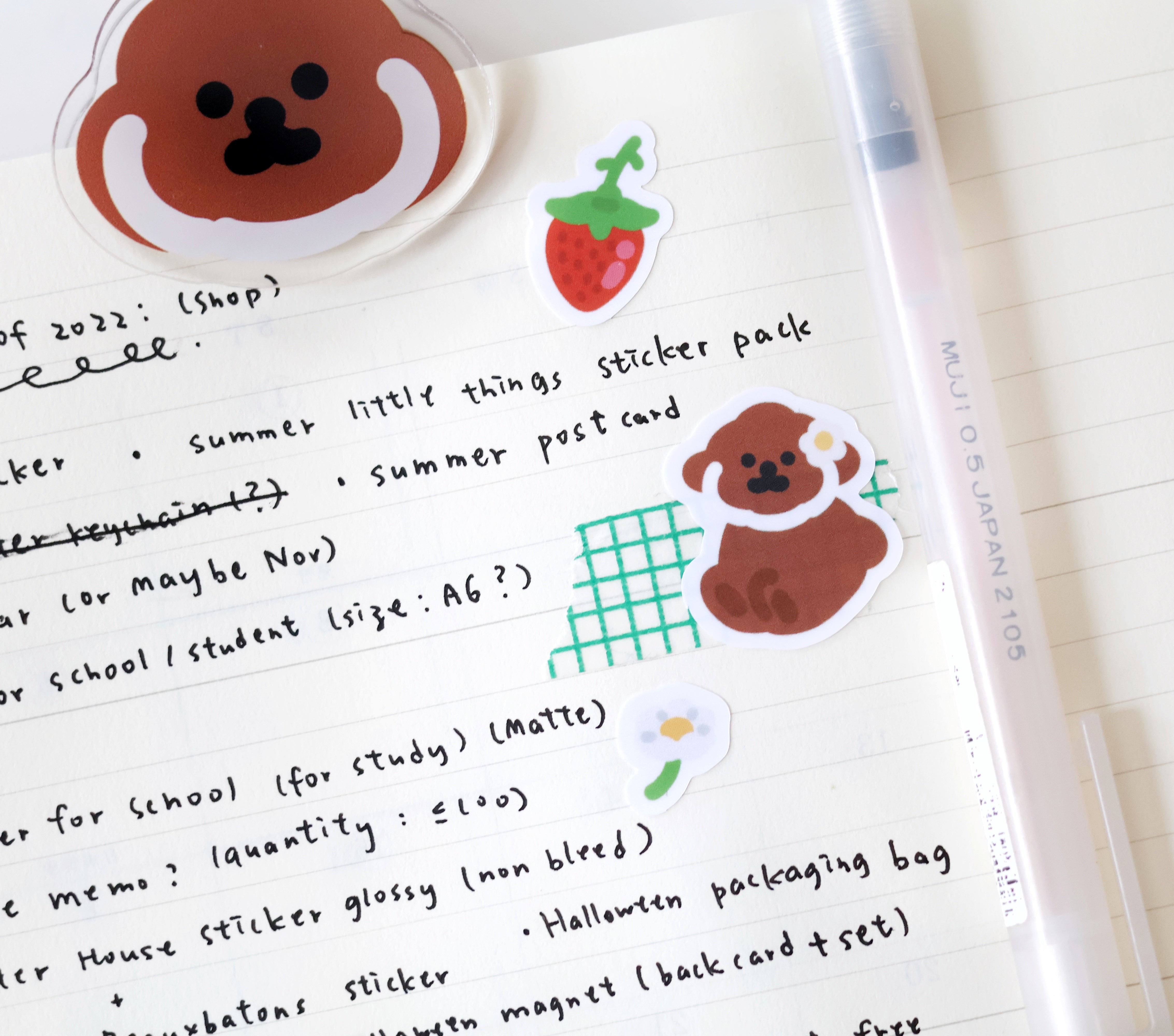 Rice Cake Puppy Spring Glossy Sticker Sheet - Cute Korean Food Themed Decals for Scrapbooking, Journals, Planners & DIY Crafts