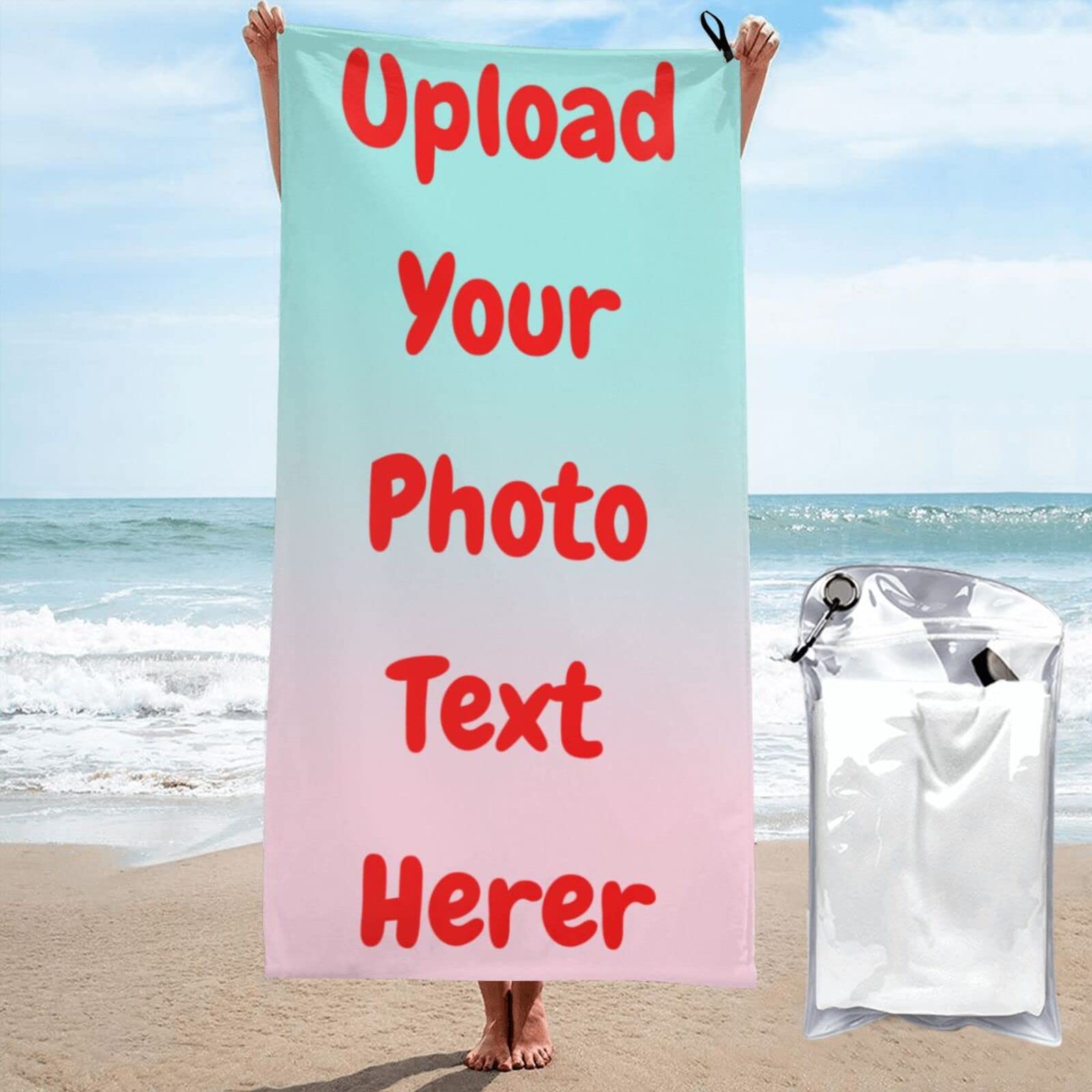 Custom Personalized Bath & Beach Towels - Quick Dry, Super Absorbent, Sand Free Photo Towels - 31.5
