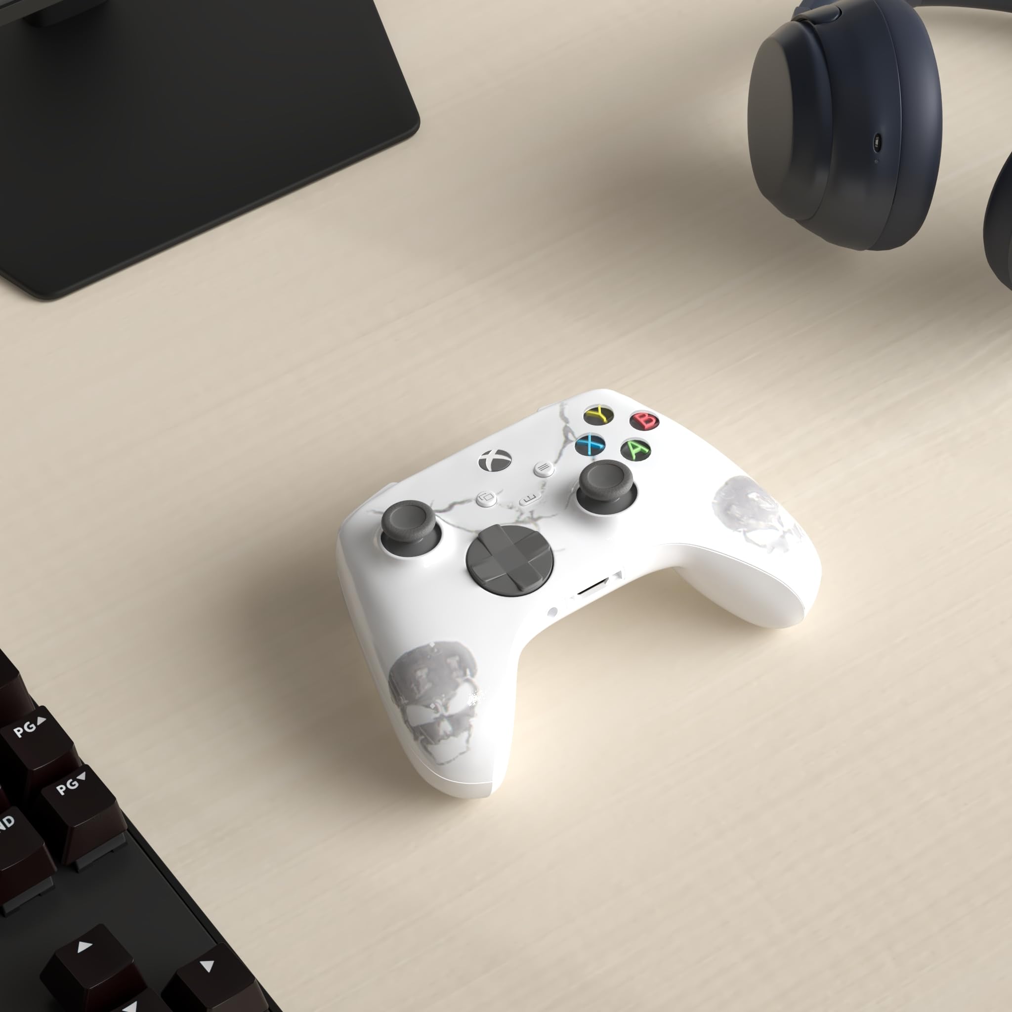 MODDEDZONE Skulls White Original Custom Wireless Gaming Controller for Xbox One S/X & PC - Personalized Design, High Performance, USA Made - Perfect for Competitive Gaming & Casual Play