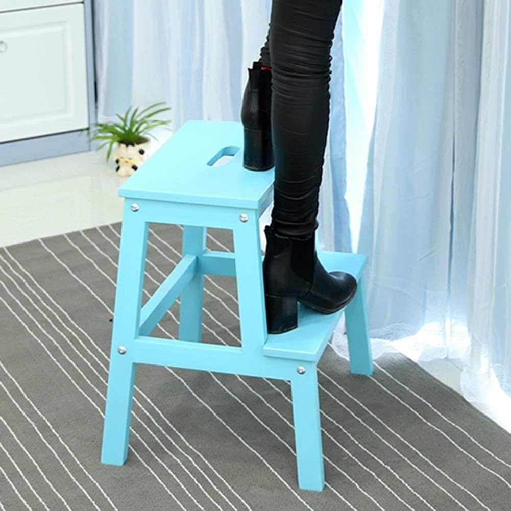 OKUOKA Solid Wood Folding Step Stool for Home, Indoor Climbing Stool with Non-Slip Surface - Perfect for Kitchen, Bathroom, Kids' Playroom & Reaching High Shelves