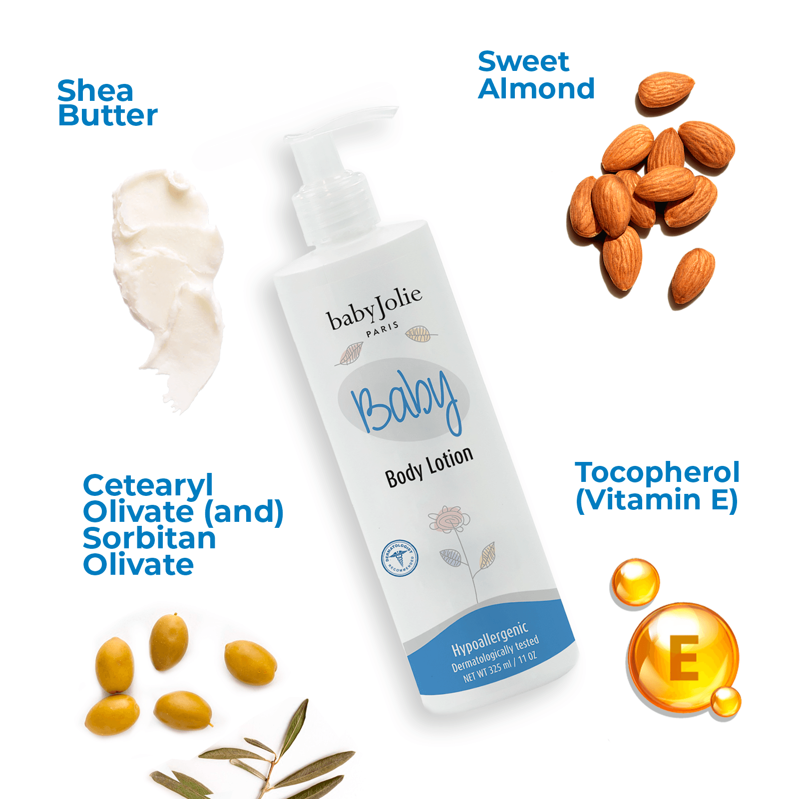 Organic Baby Body Lotion for Sensitive Skin - 11oz (325ml) | Hypoallergenic, Fragrance-Free Moisturizer | Perfect for Daily Baby Care & Massage