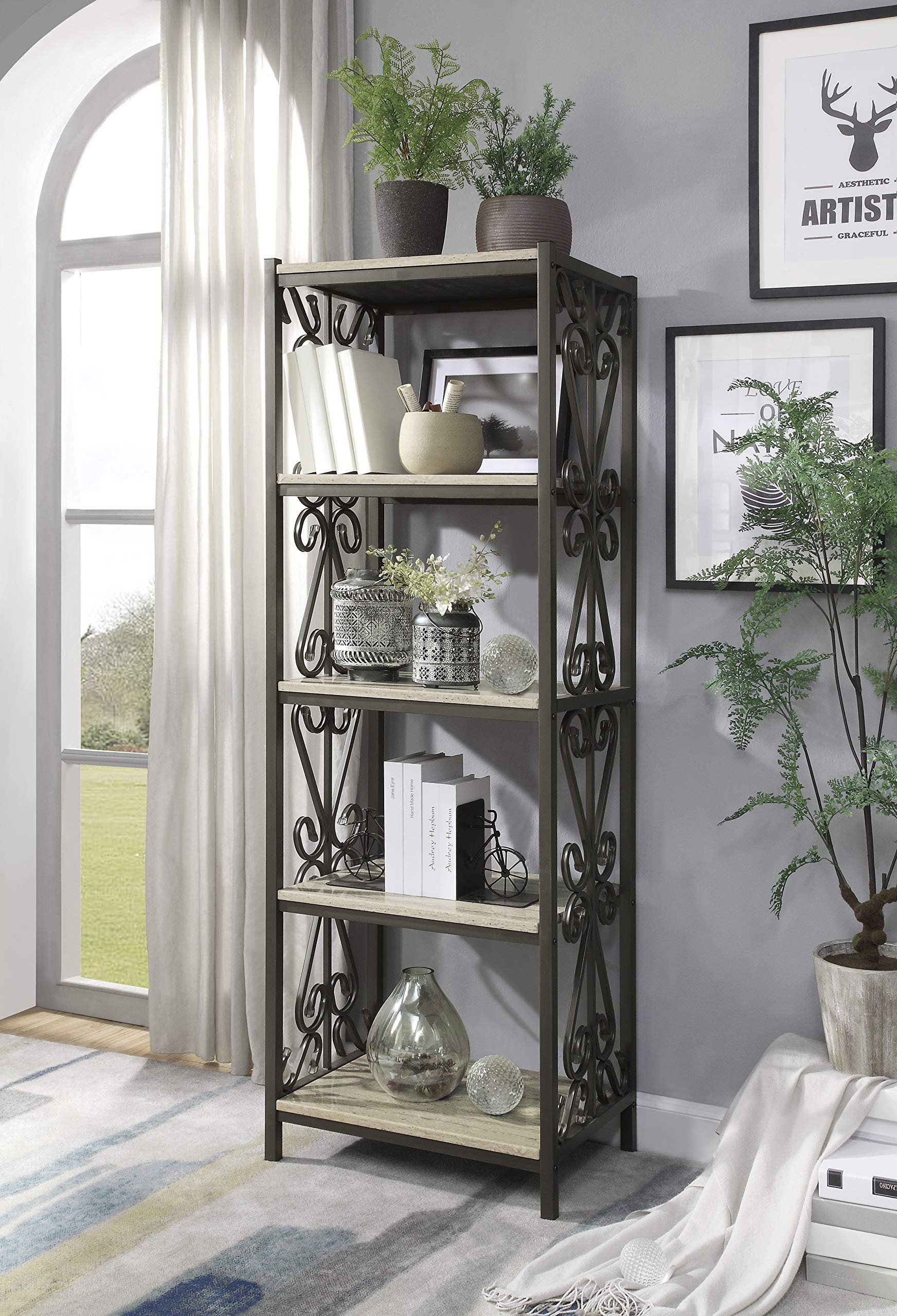 Lexicon Homelegance Fairhope Side Pier Bookcase in White - Stylish Storage for Living Room, Bedroom, or Home Office