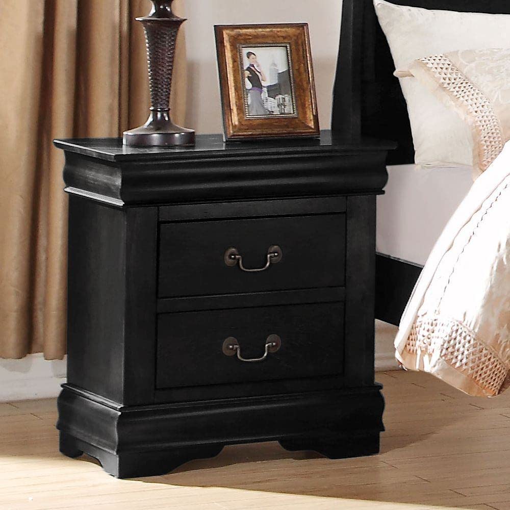 Simple Relax 2-Drawer Nightstand in Black - Modern Bedside Table for Bedroom, Living Room & Office - Perfect for Storage & Organization