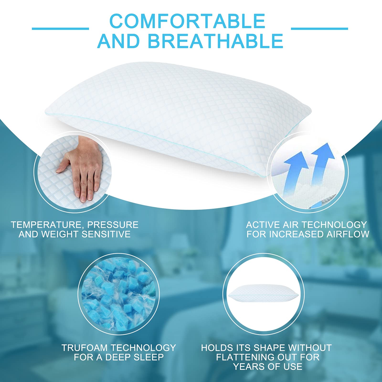 Cool Gel Memory Foam Pillow - Adjustable for Neck Pain Relief & Better Sleep