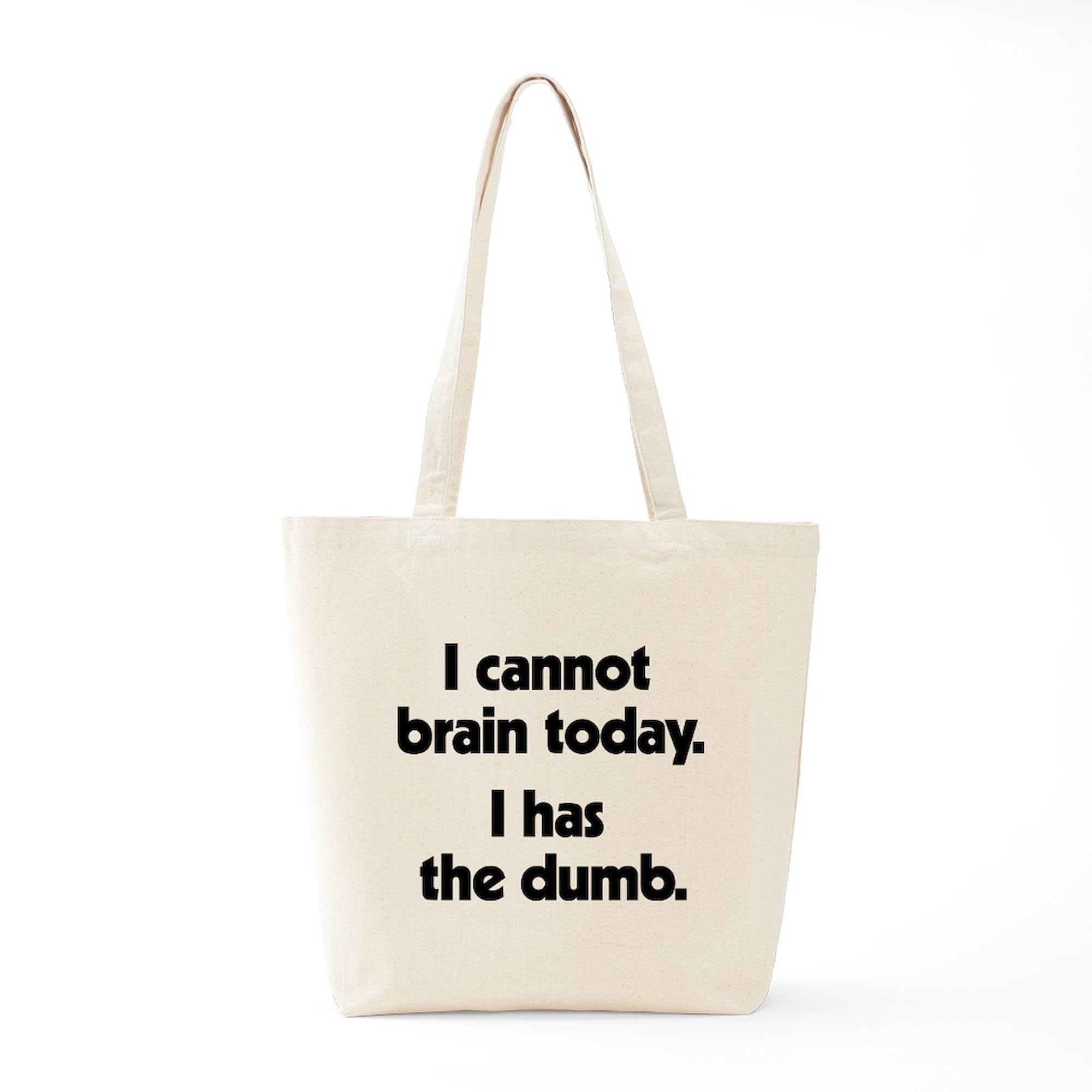 CafePress 'I Cannot Brain Today' Natural Canvas Tote Bag - Eco-Friendly Reusable Shopping Bag for Groceries, Beach, Work & Daily Use