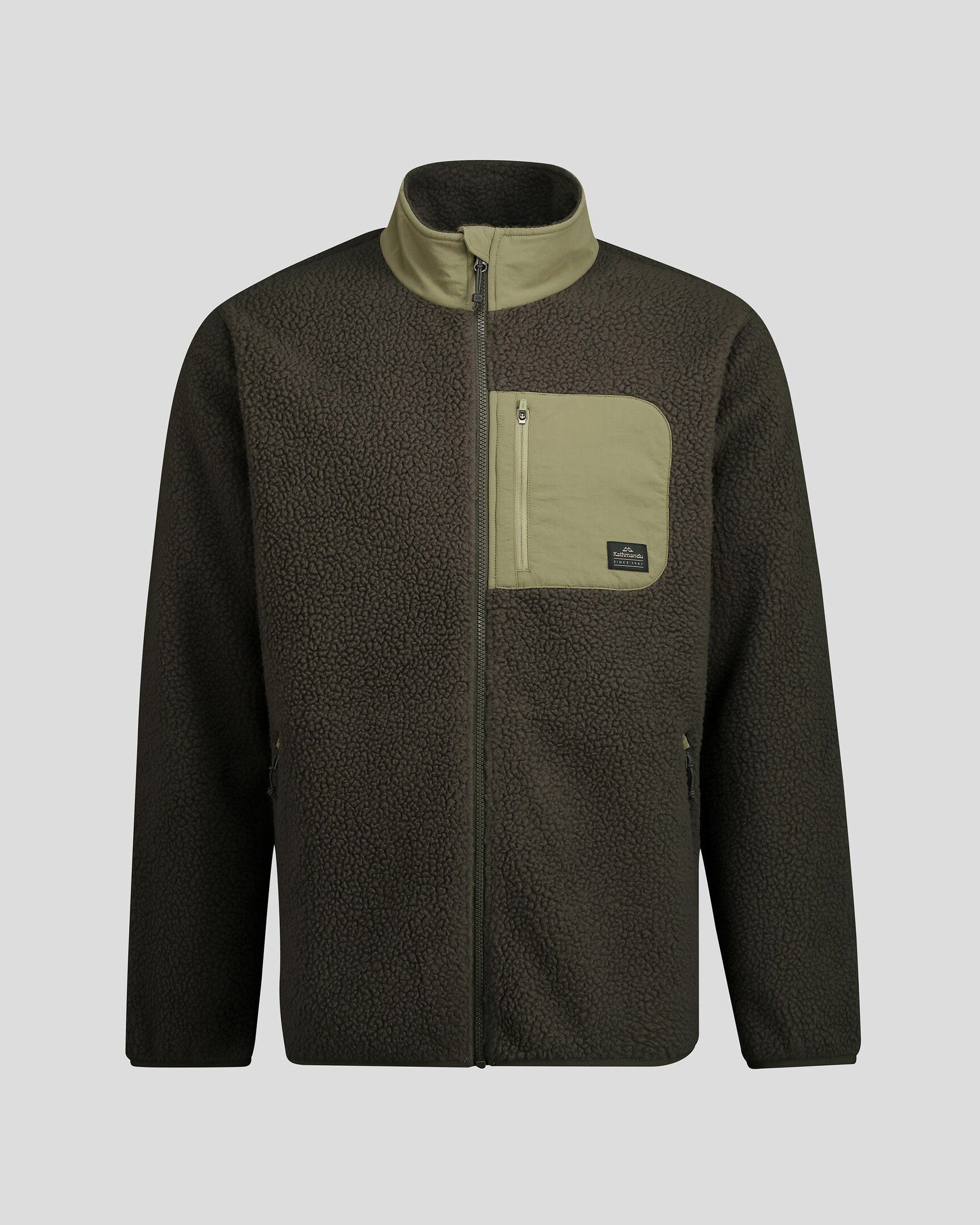 Men's Co Z High Pile Fleece Jacket - Dark Moss Green | Warm Winter Outerwear for Hiking & Outdoor Activities