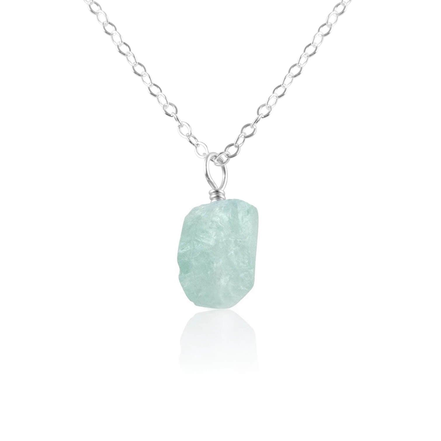Natural Tiny Raw Aquamarine Pendant Necklace - Handmade Gemstone Jewelry for Women - Perfect for Everyday Wear, Gift Giving & Spiritual Healing