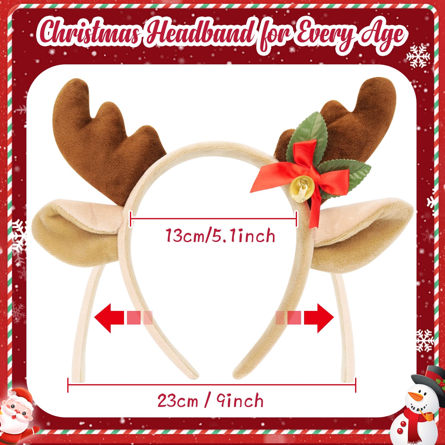 Christmas Deer Antlers Headband - Reindeer Costume Headpiece for Women & Men - Perfect for Christmas Party, Halloween Cosplay, Festive Photo Shoots & Holiday Events