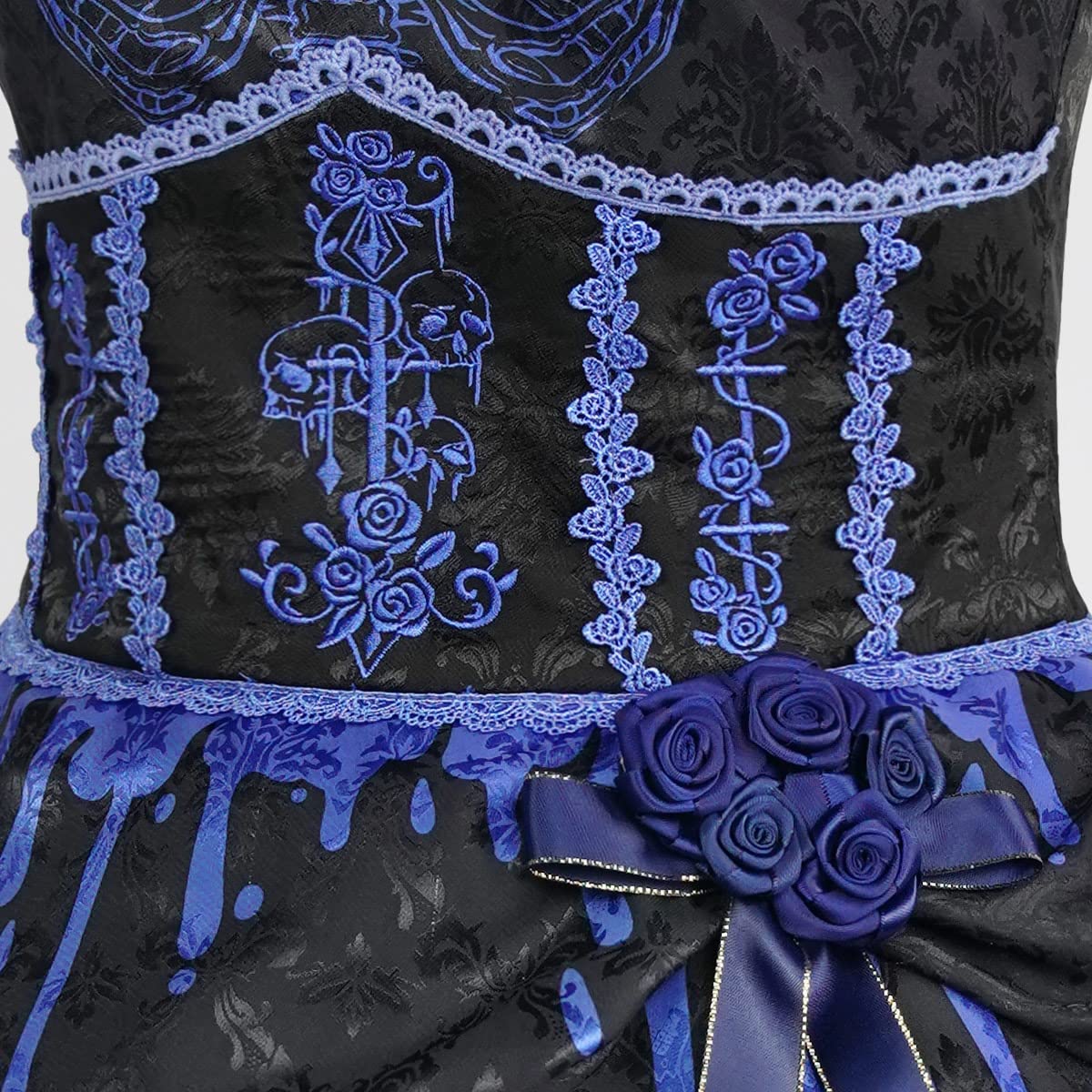 Gothic Punk Diablo Halloween Costume for Women - Embroidered Party Dress for Weekend Dance, Cosplay & Halloween Events