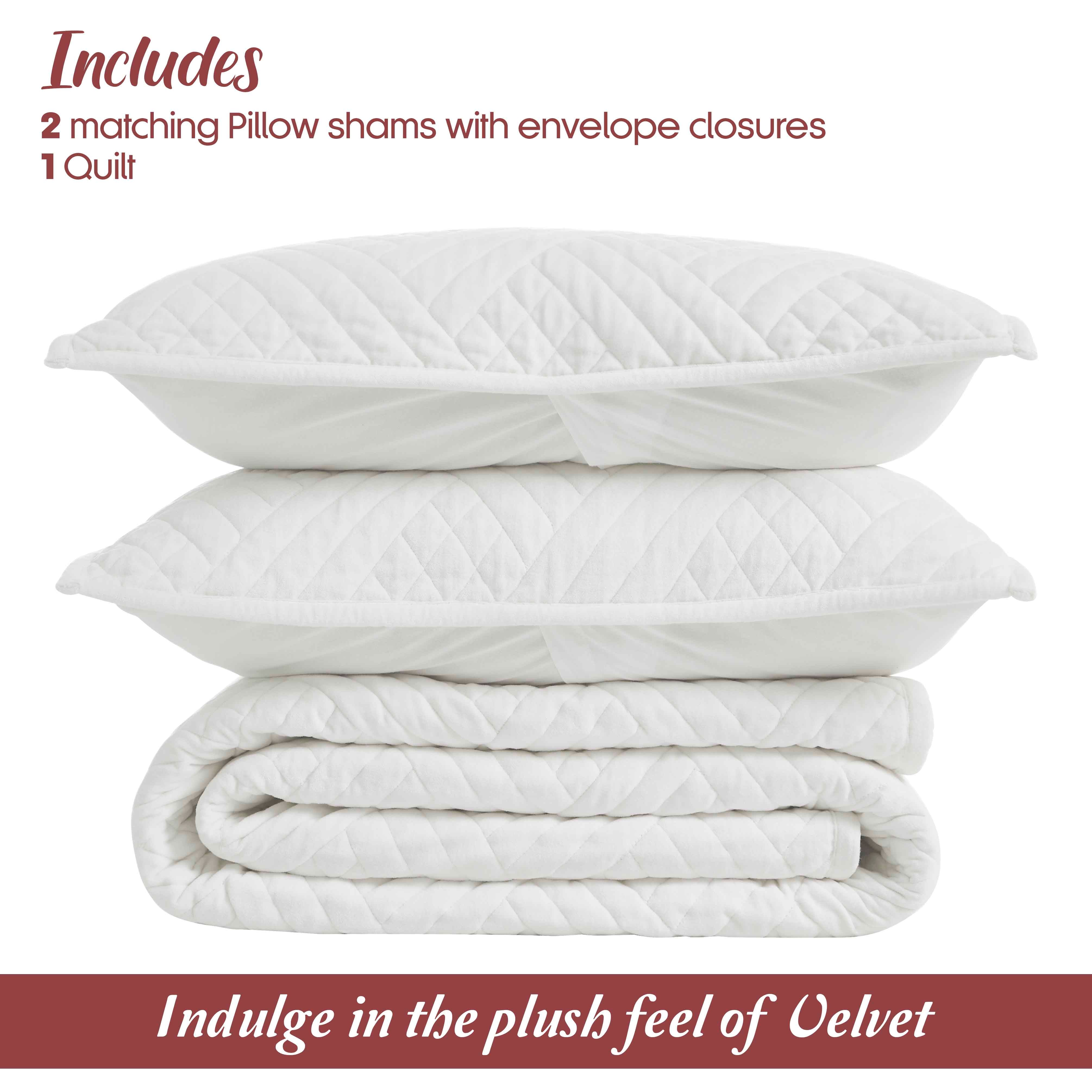 Karina Cotton Velvet Lightweight Quilt & Sham Set - Ultra Soft Bedding for All Seasons | Perfect for Master Bedroom, Guest Room & Cozy Nights
