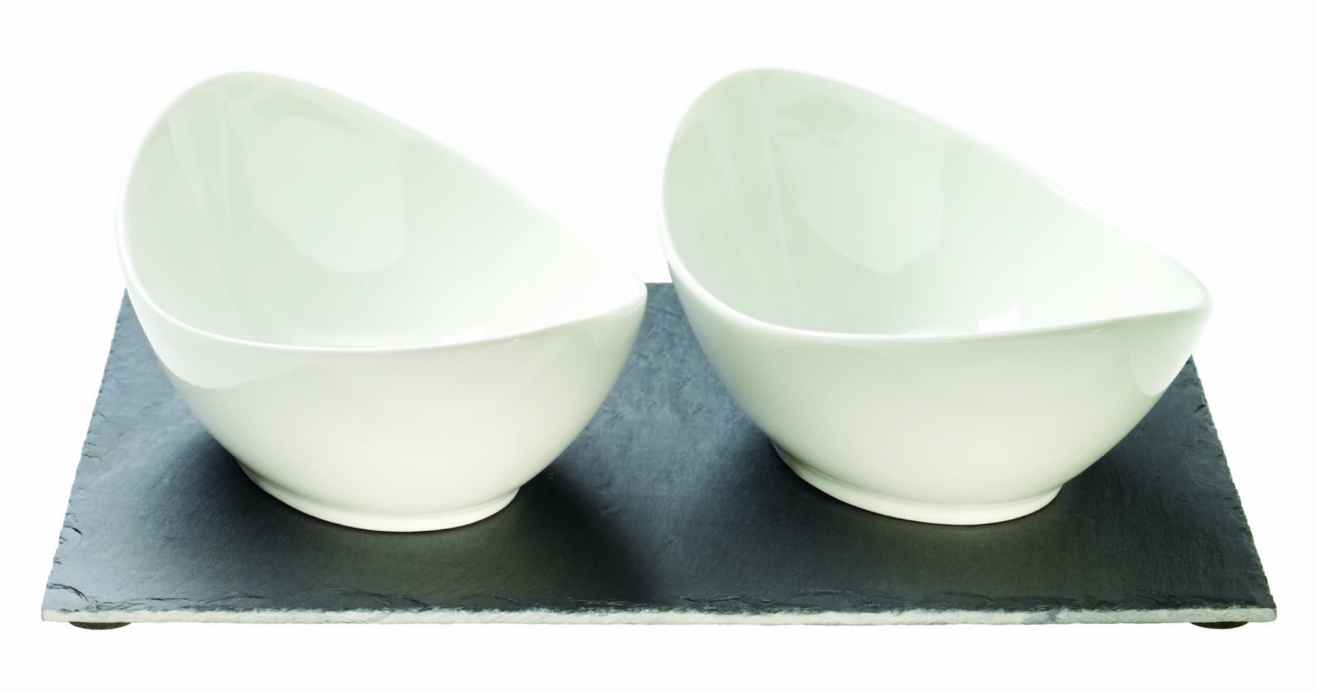 Luigi Bormioli 3-Piece Slate and Porcelain Bowl Set for Serving, Entertaining & Home Decor - Elegant Dining & Kitchen Essentials